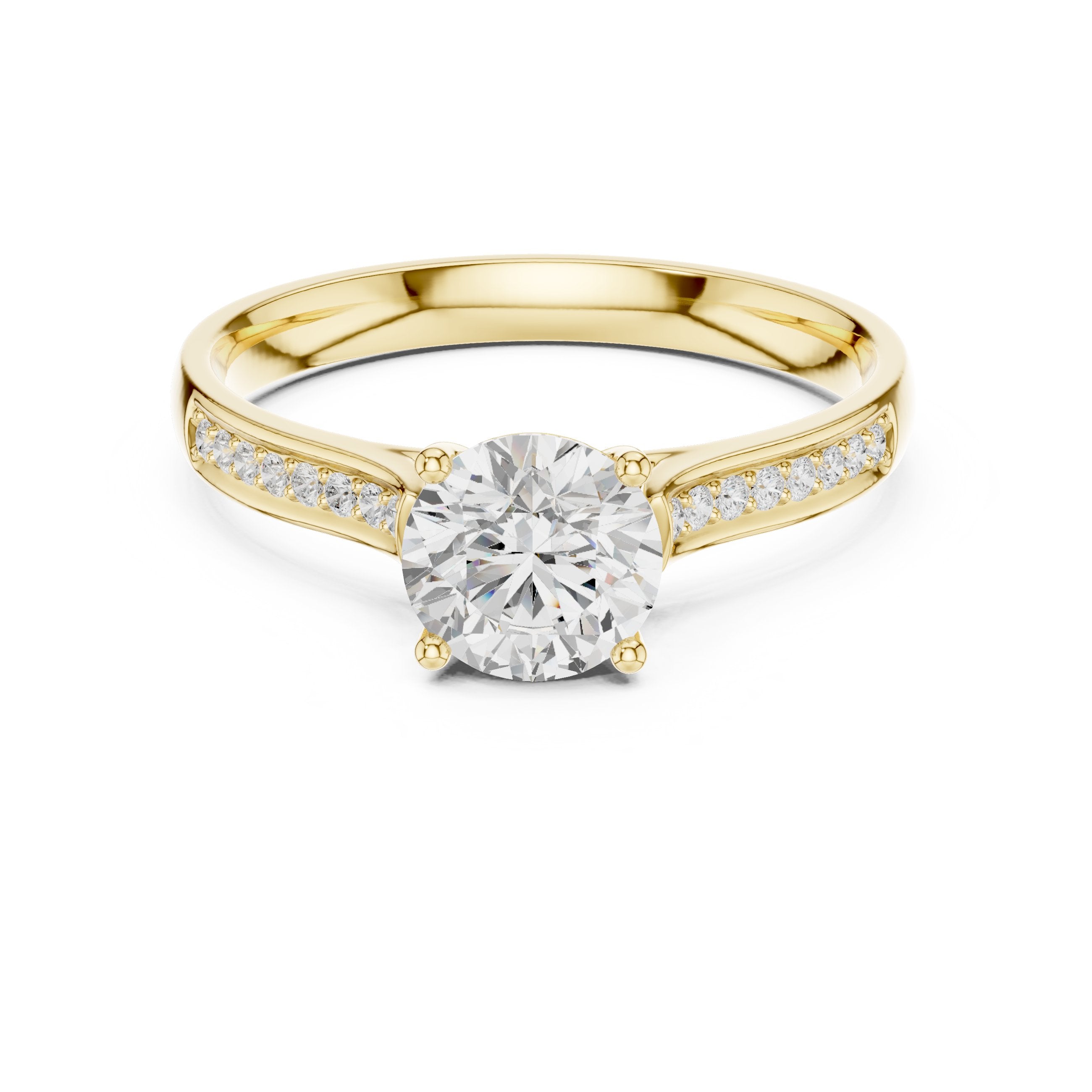Towering Milgrain Diamond Engagement Ring in Yellow Gold - VYKA Diamonds