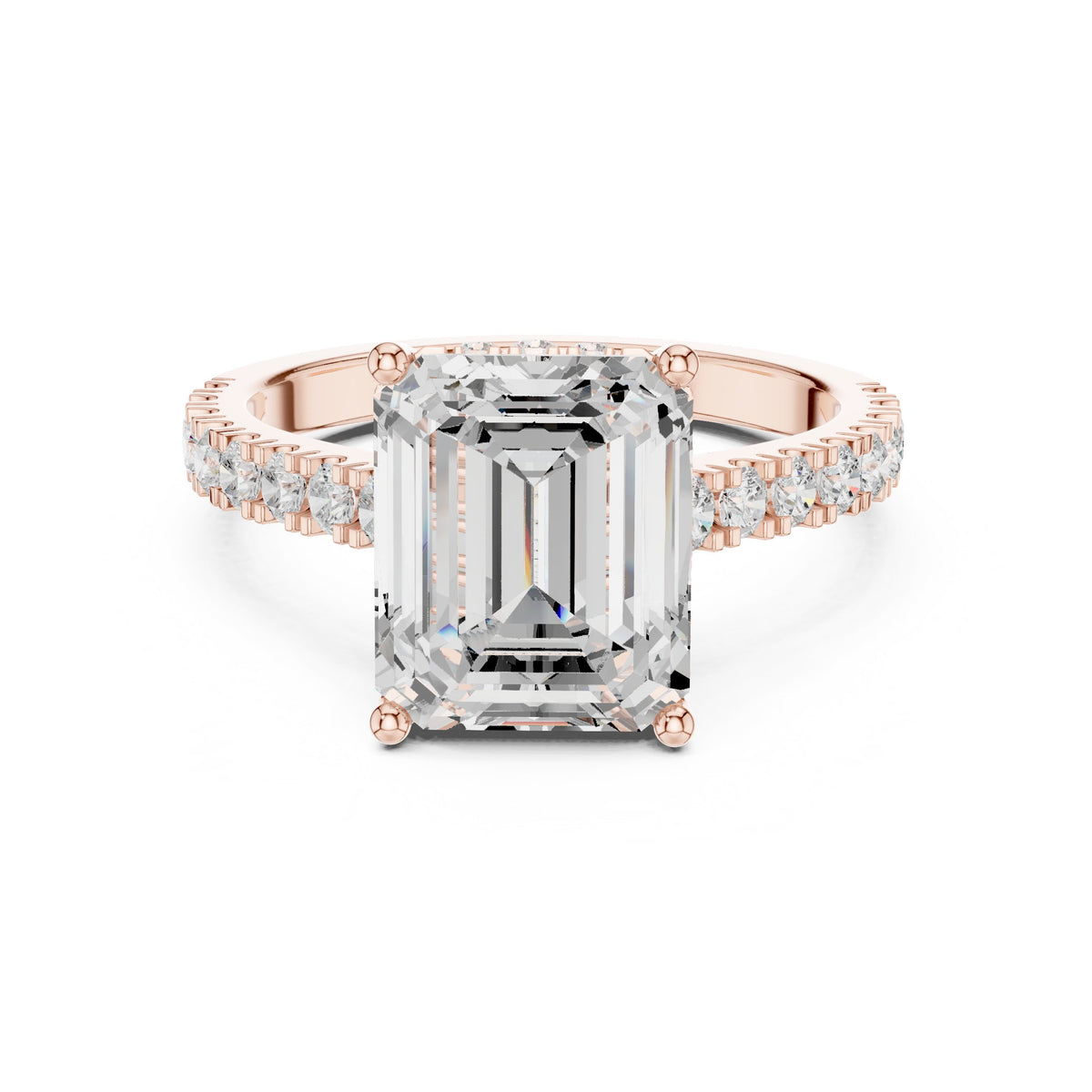 Emerald Cut Engagement Ring with Pavé Band