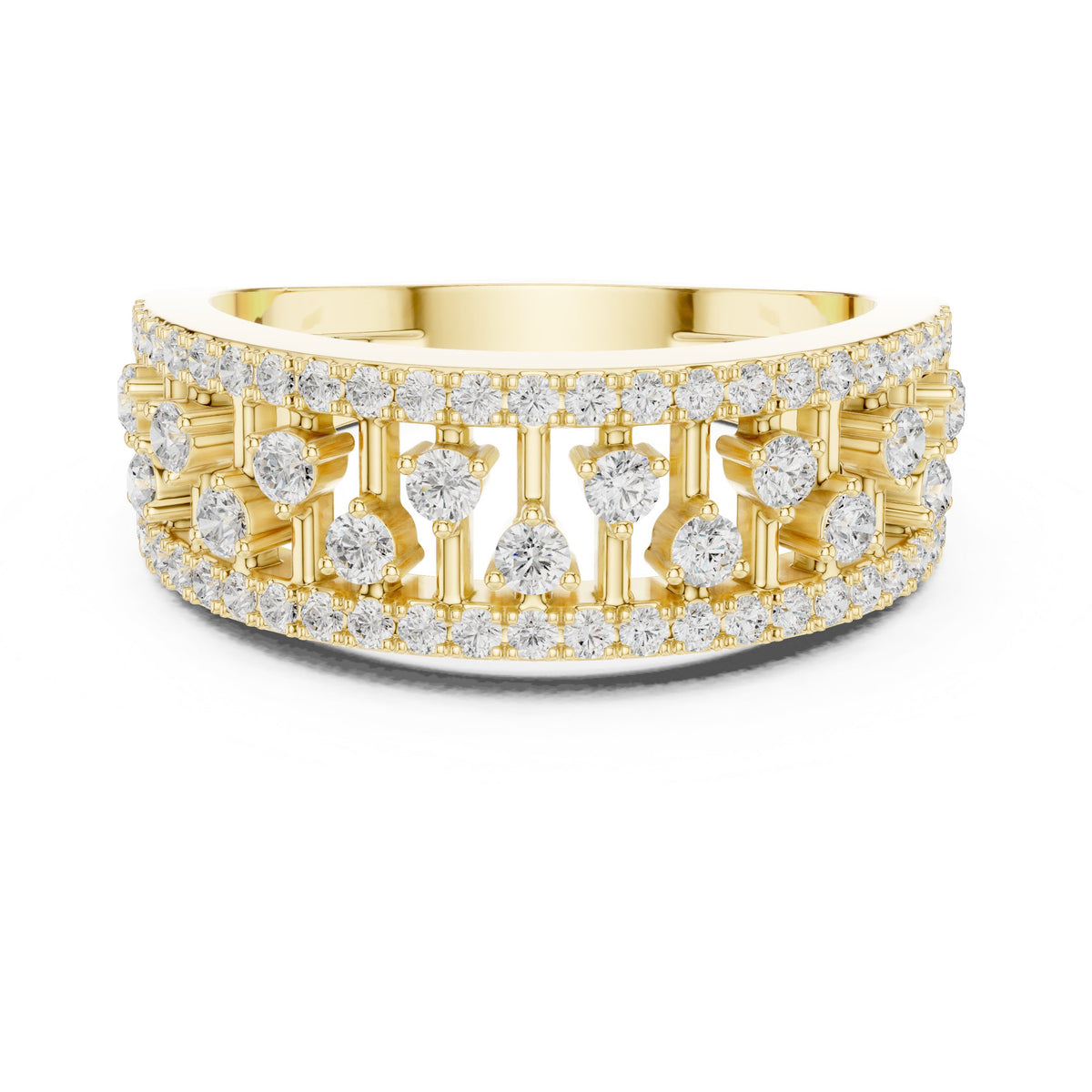 Round Diamond Wide Scattered Pavé Open-Metalwork Band