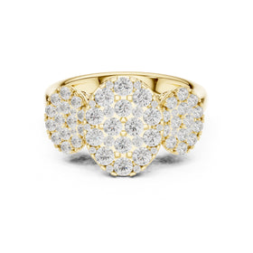 Round Diamond Three Cluster Constellation Engagement Ring