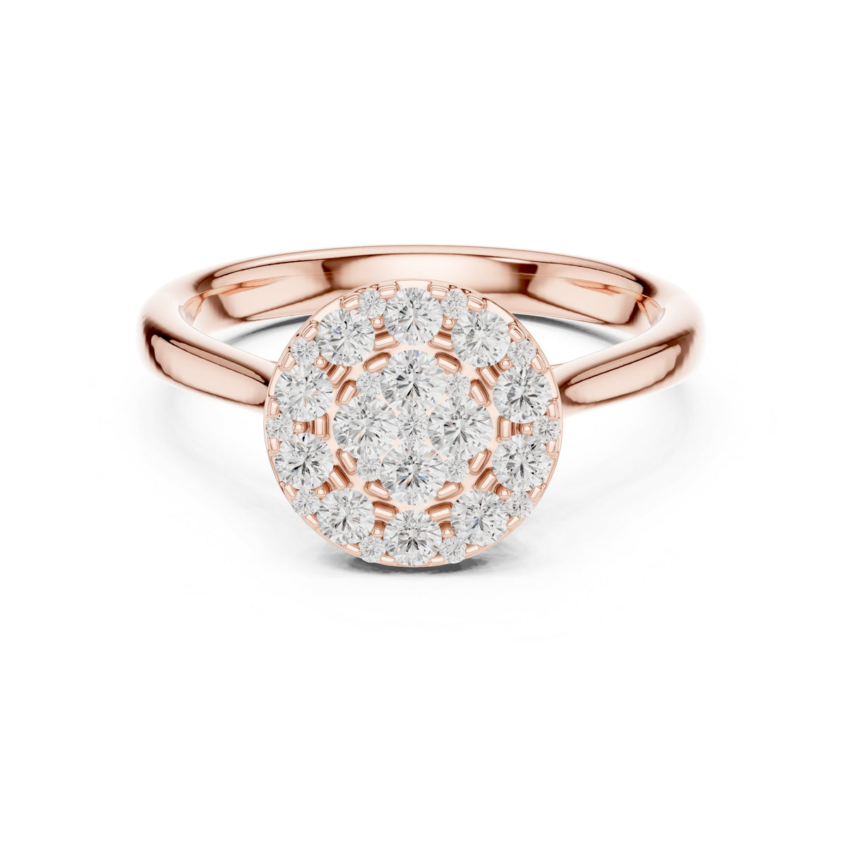 Round Diamond Cluster Halo Engagement Ring