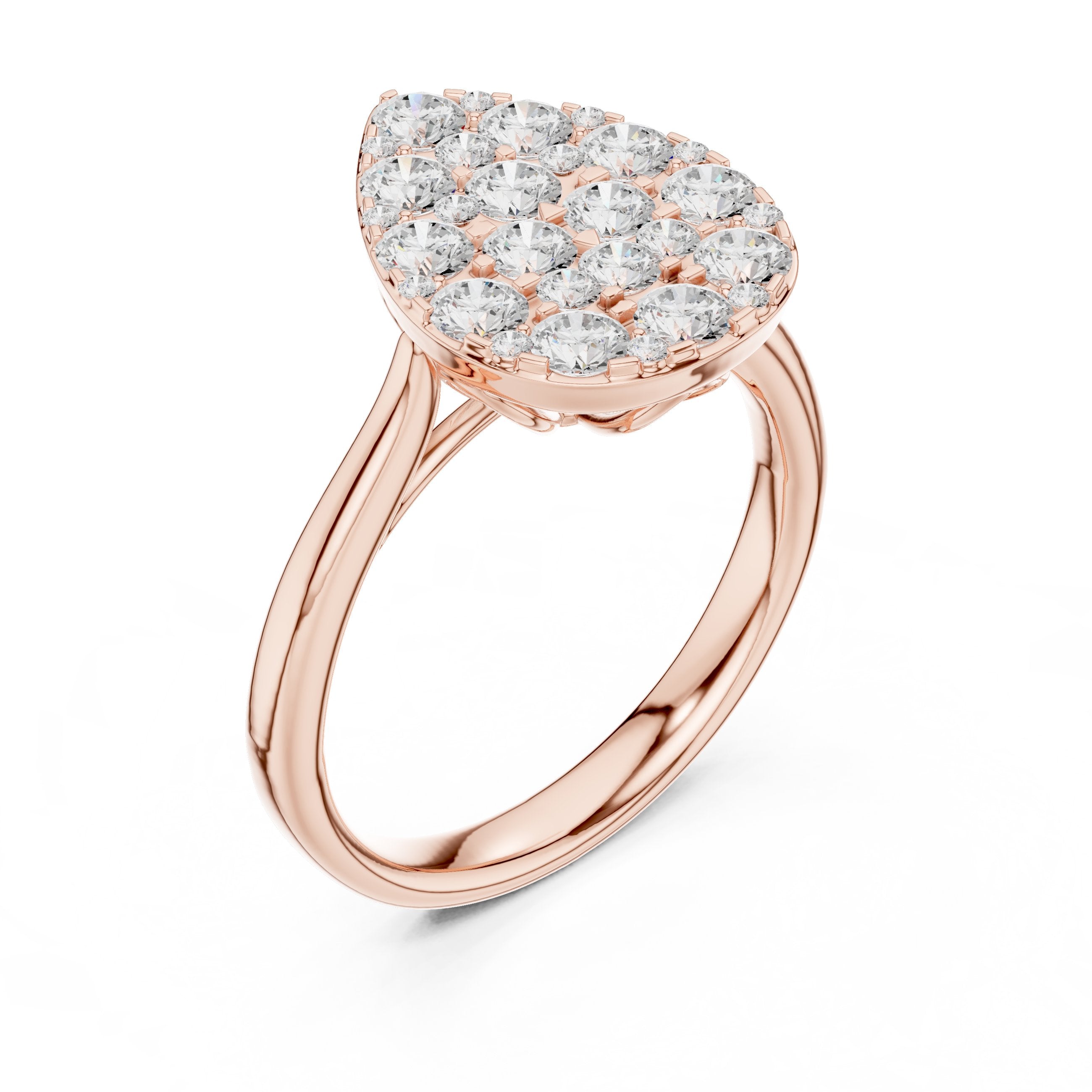 Pear-Shape Diamond Cluster Engagement Ring in Rose Gold - VYKA Diamonds