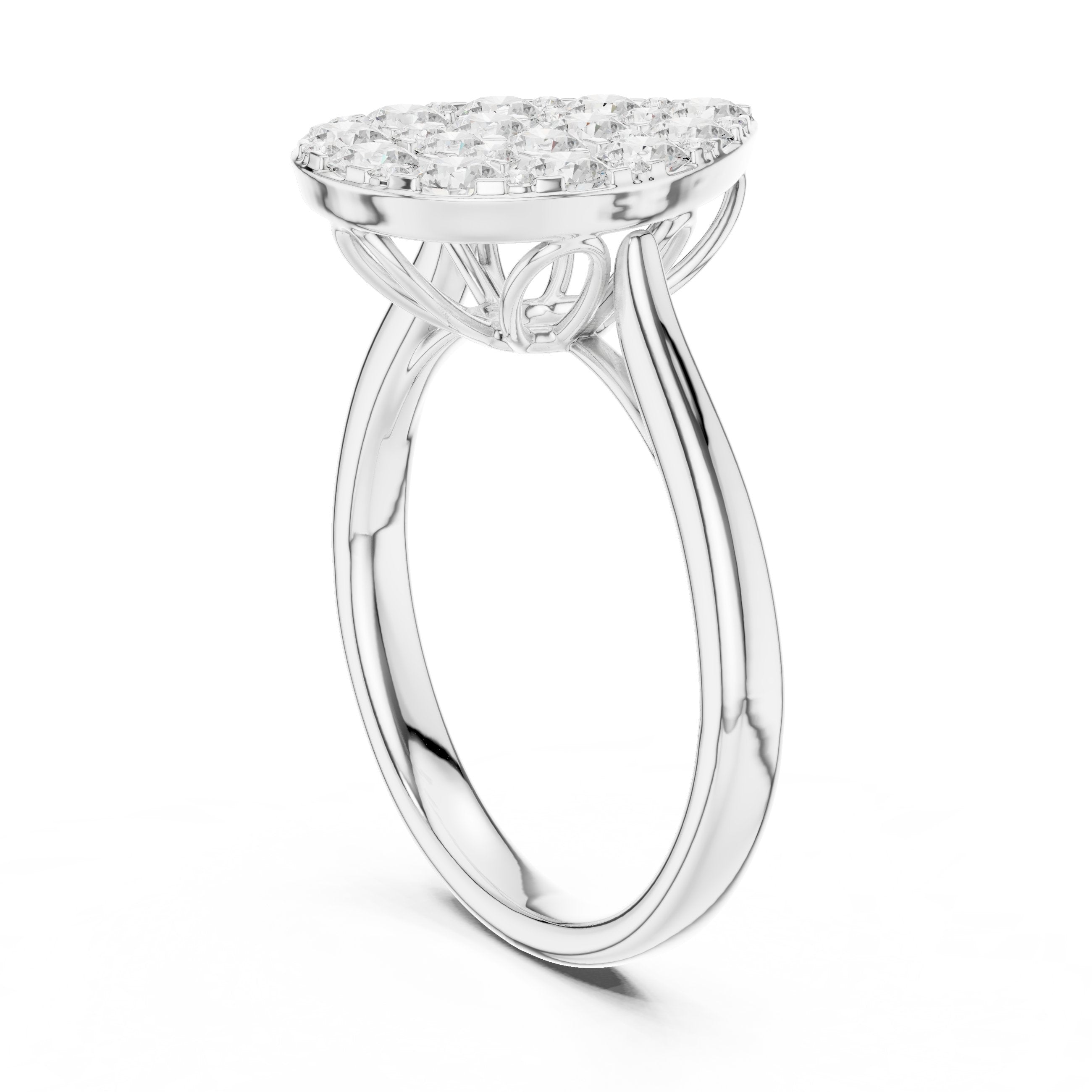 Pear-Shape Diamond Cluster Engagement Ring in White Gold - VYKA Diamonds