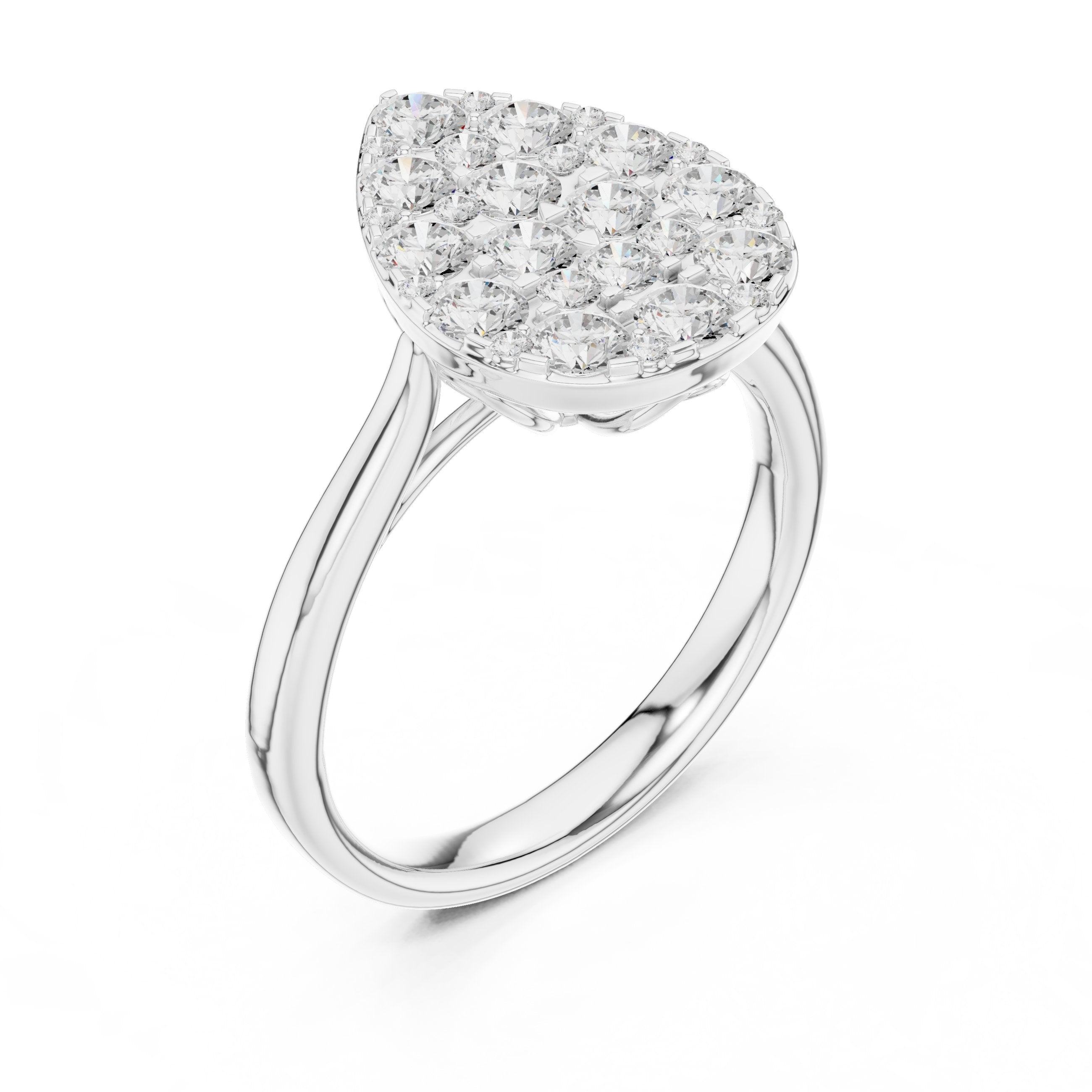Pear-Shape Diamond Cluster Engagement Ring in White Gold - VYKA Diamonds