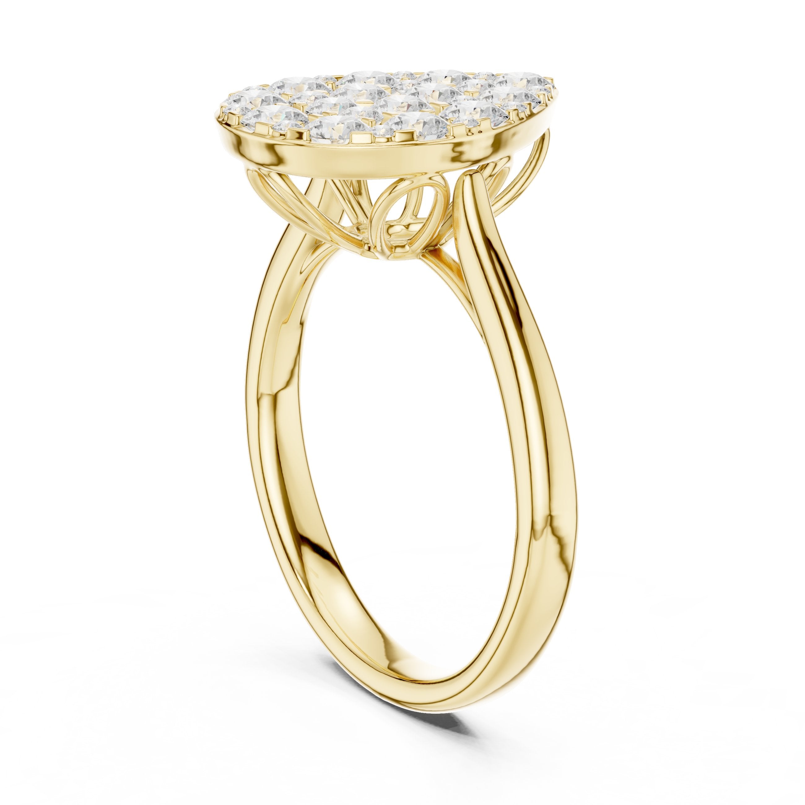 Pear-Shape Diamond Cluster Engagement Ring in Yellow Gold - VYKA Diamonds