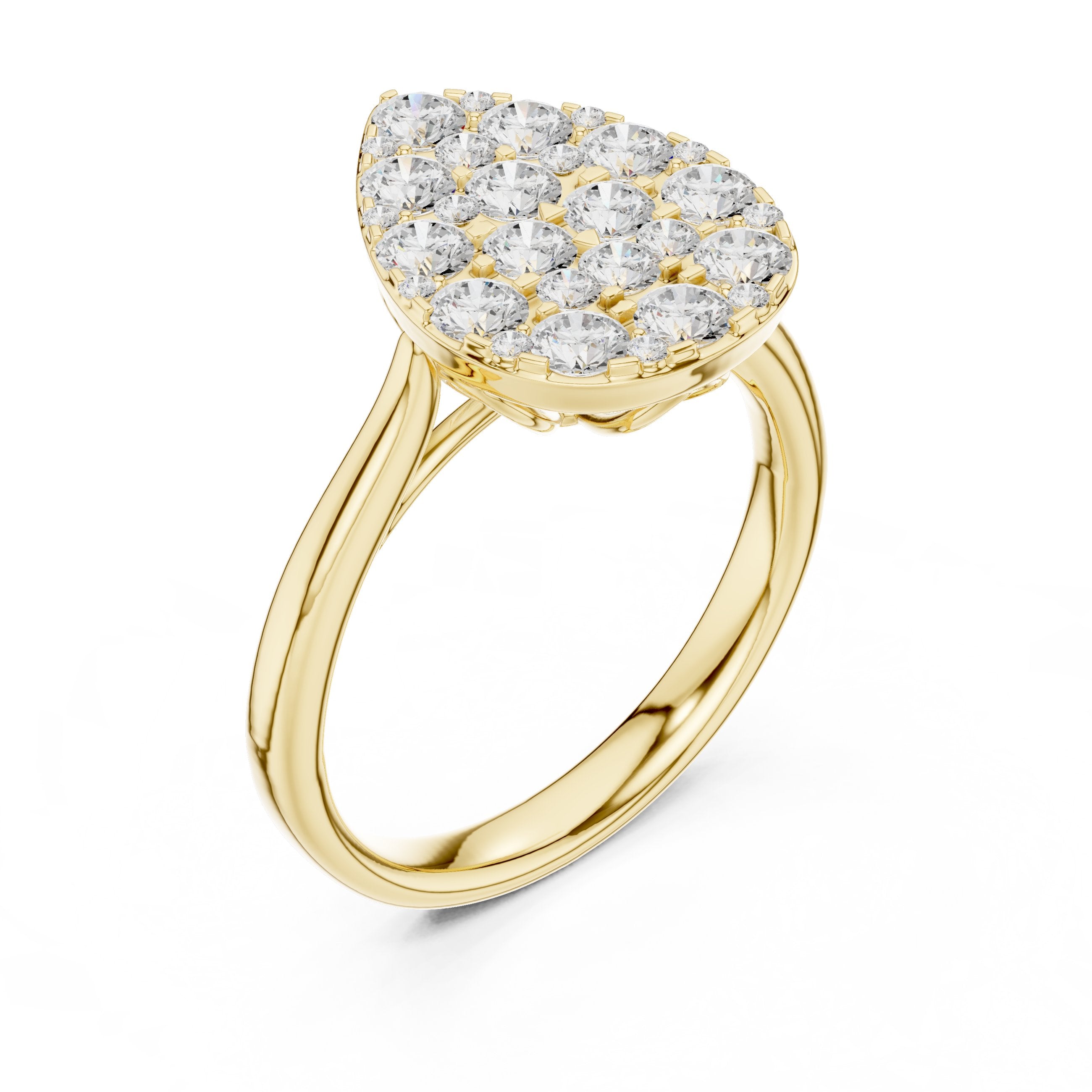 Pear-Shape Diamond Cluster Engagement Ring in Yellow Gold - VYKA Diamonds