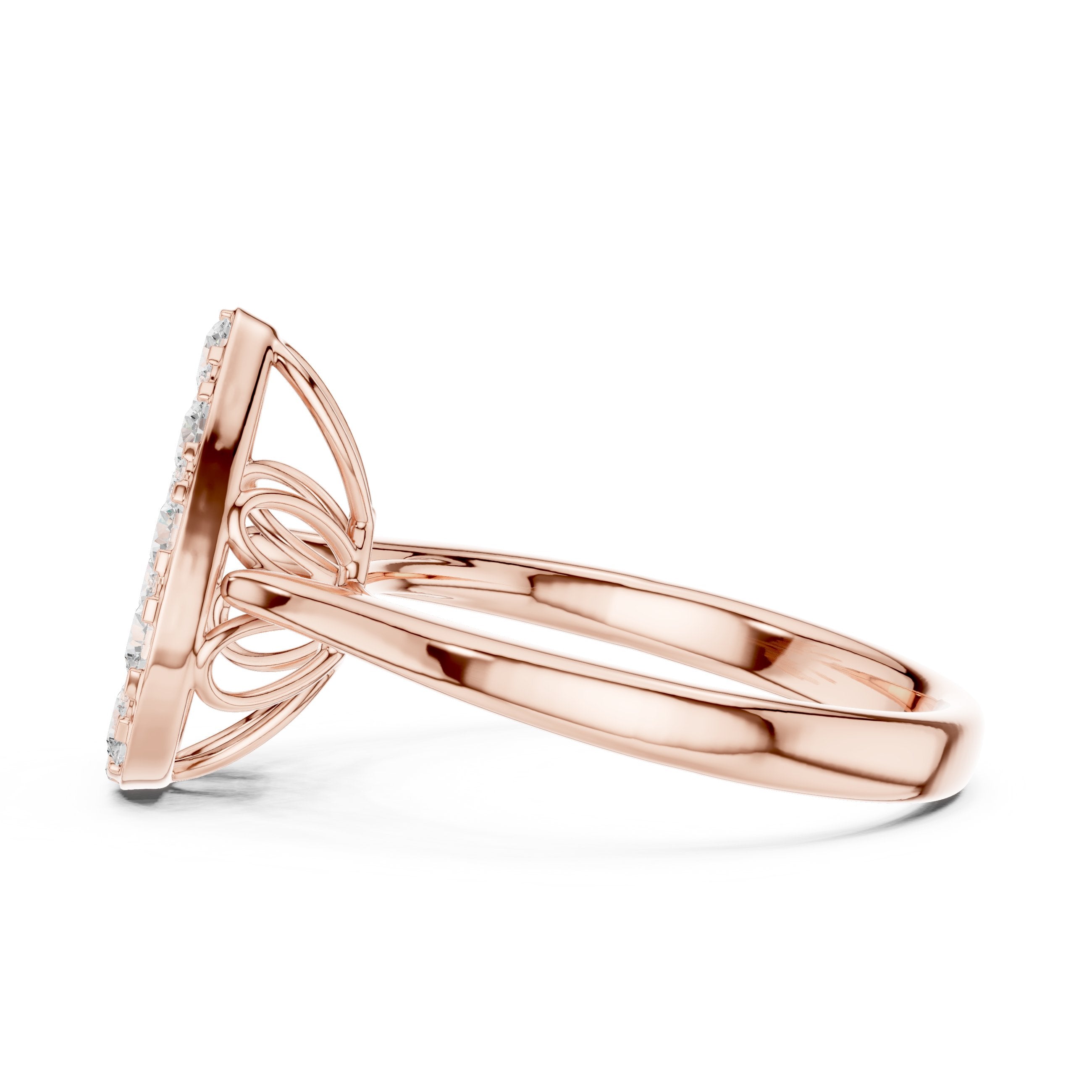Pear-Shape Diamond Cluster Engagement Ring in Rose Gold - VYKA Diamonds