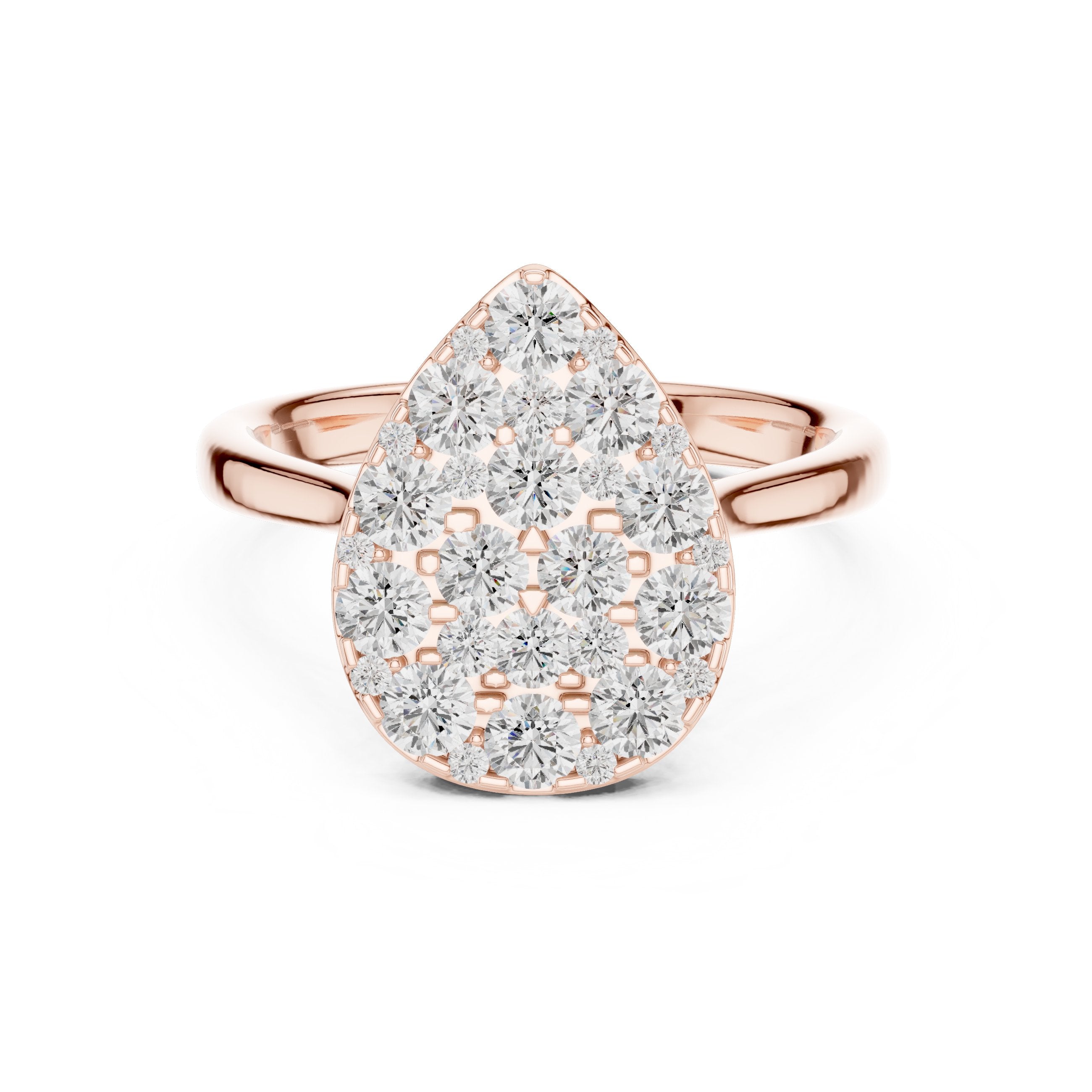Pear-Shape Diamond Cluster Engagement Ring in Rose Gold - VYKA Diamonds