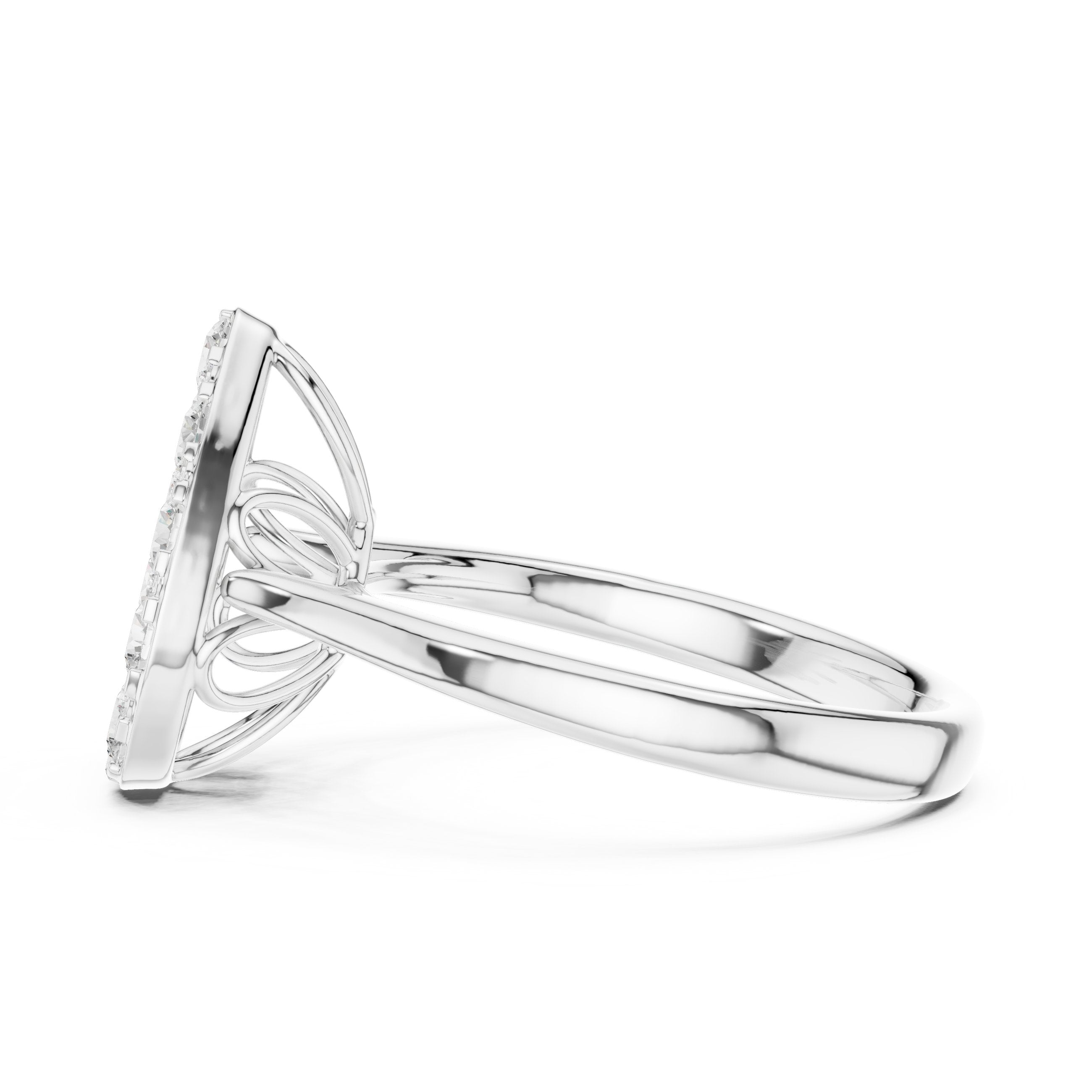 Pear-Shape Diamond Cluster Engagement Ring in White Gold - VYKA Diamonds