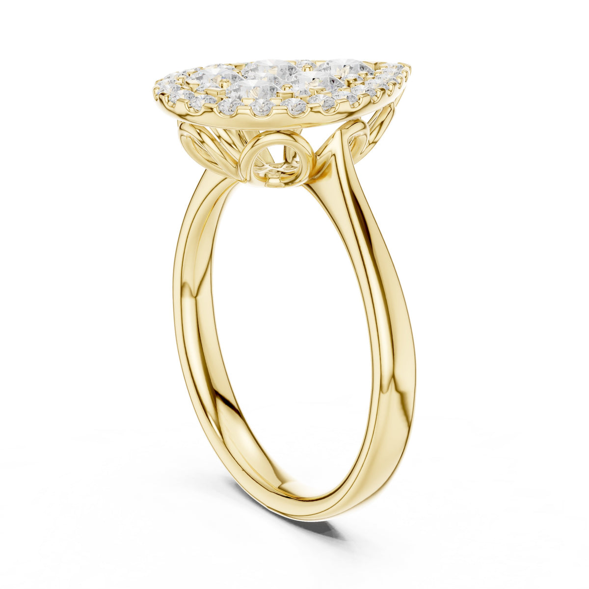 Pear Shaped Diamond Cluster Halo Engagement Ring