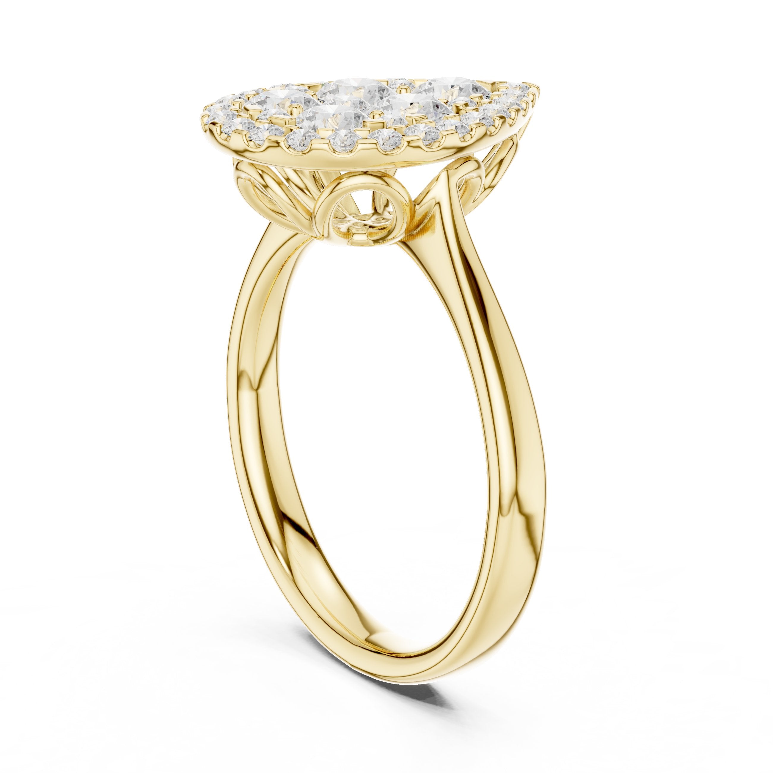 Pear Shaped Diamond Cluster Halo Engagement Ring in Yellow Gold - VYKA Diamonds