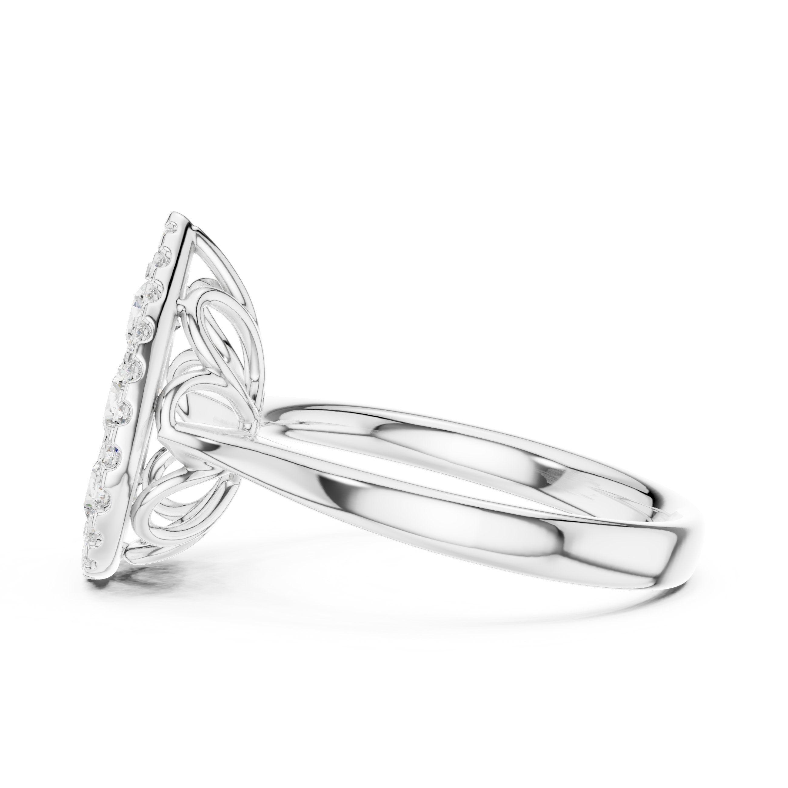 Pear Shaped Diamond Cluster Halo Engagement Ring in White Gold - VYKA Diamonds