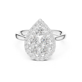 Pear Shaped Diamond Cluster Halo Engagement Ring