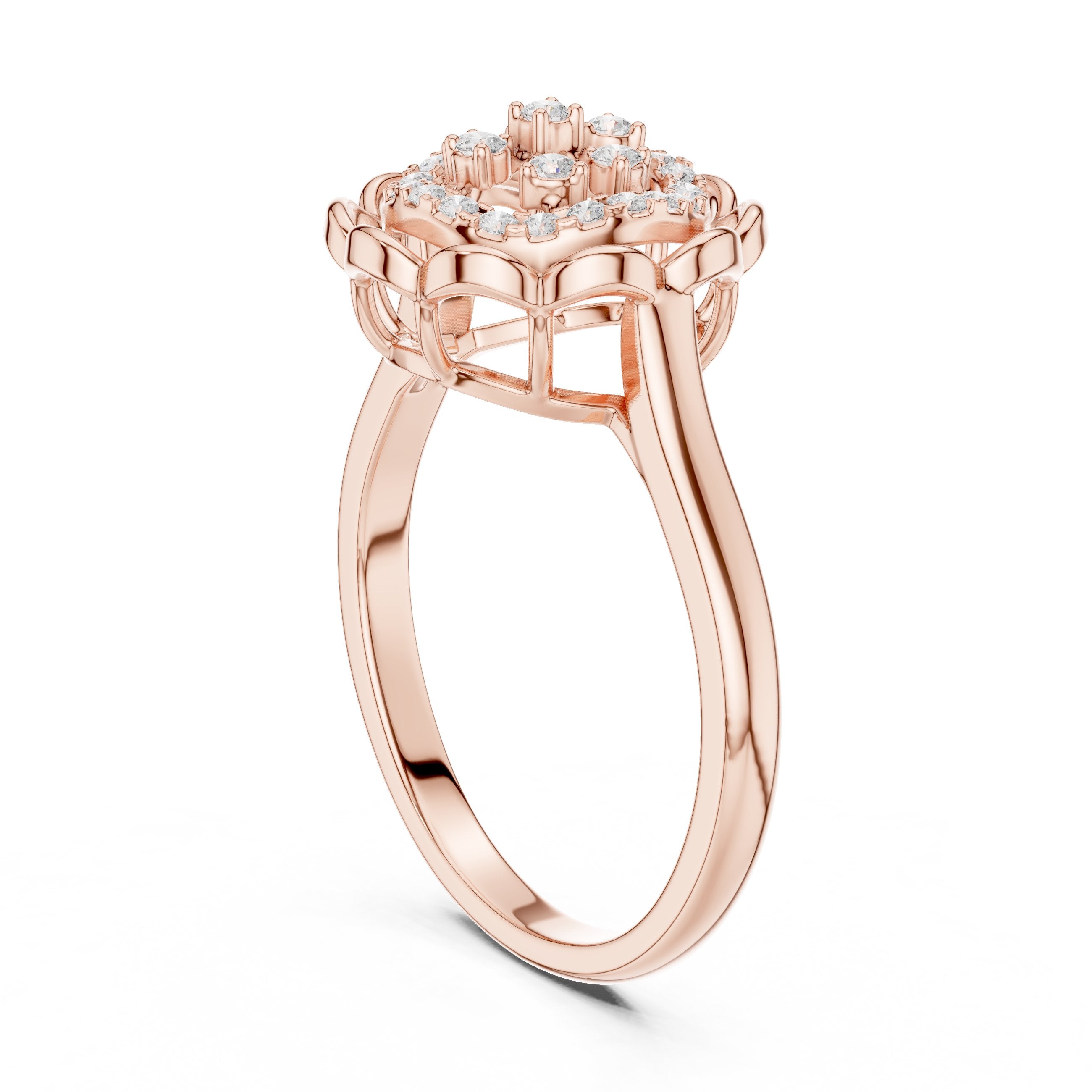 Lace Design Diamond Ring in Rose Gold - VYKA Diamonds