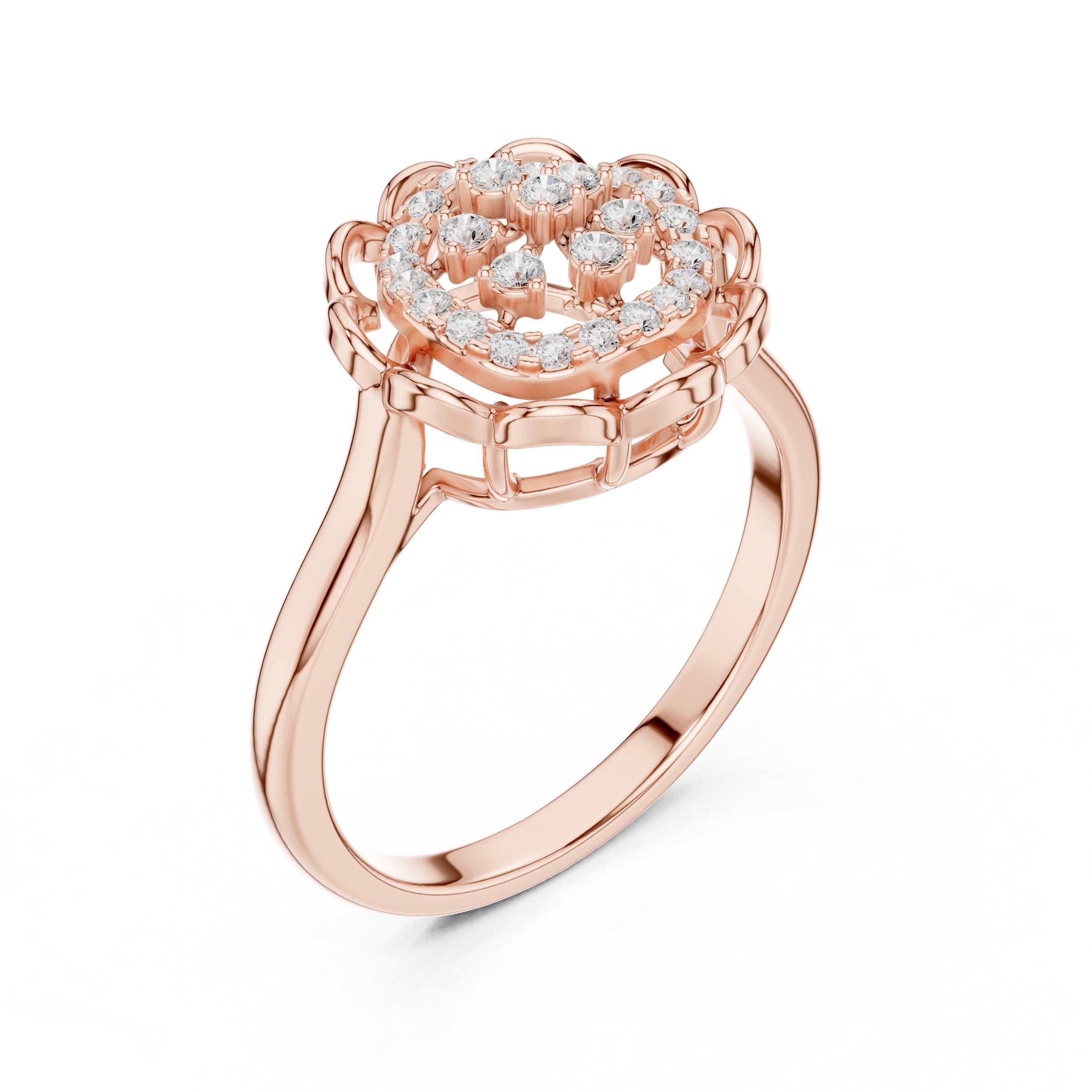 Lace Design Diamond Ring in Rose Gold - VYKA Diamonds