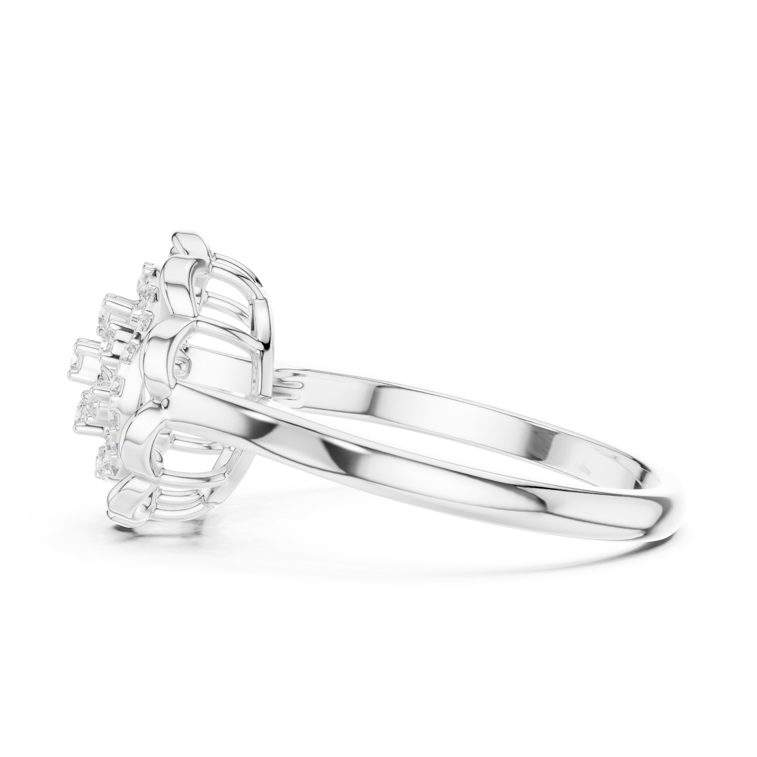 Lace Design Diamond Ring in White Gold - VYKA Diamonds