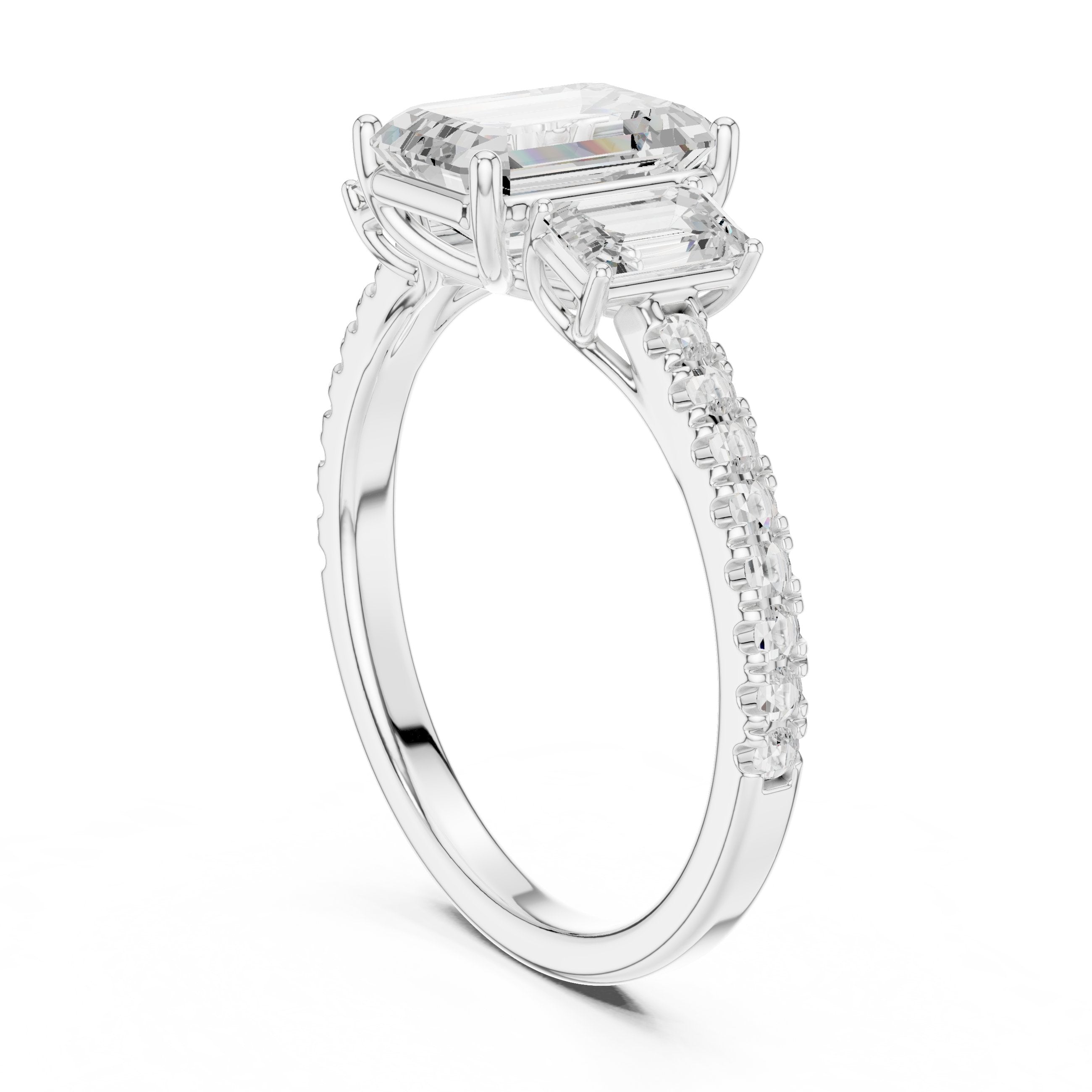 Classic Geometric Diamond Engagement Ring in White Gold - VYKA Diamonds