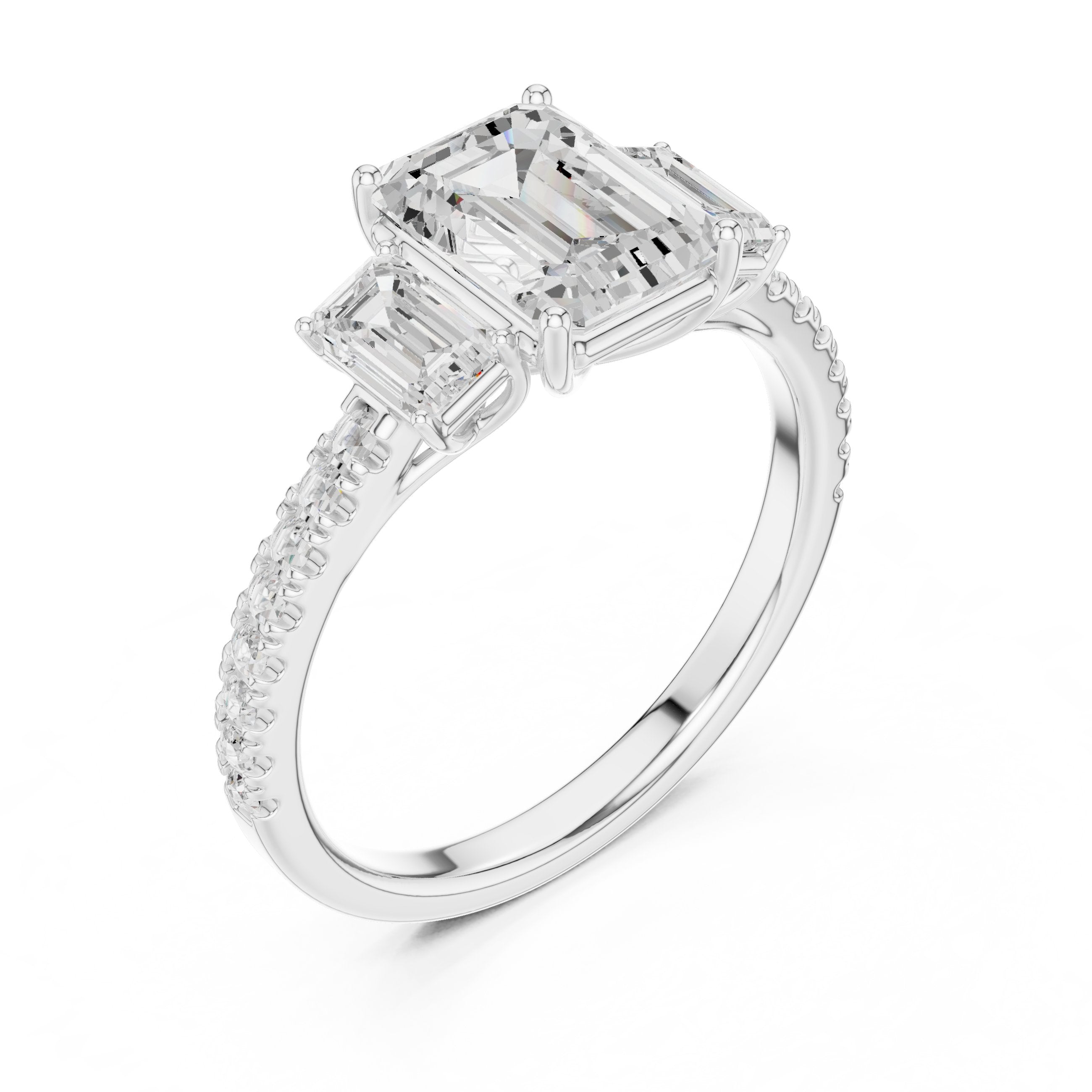 Classic Geometric Diamond Engagement Ring in White Gold - VYKA Diamonds