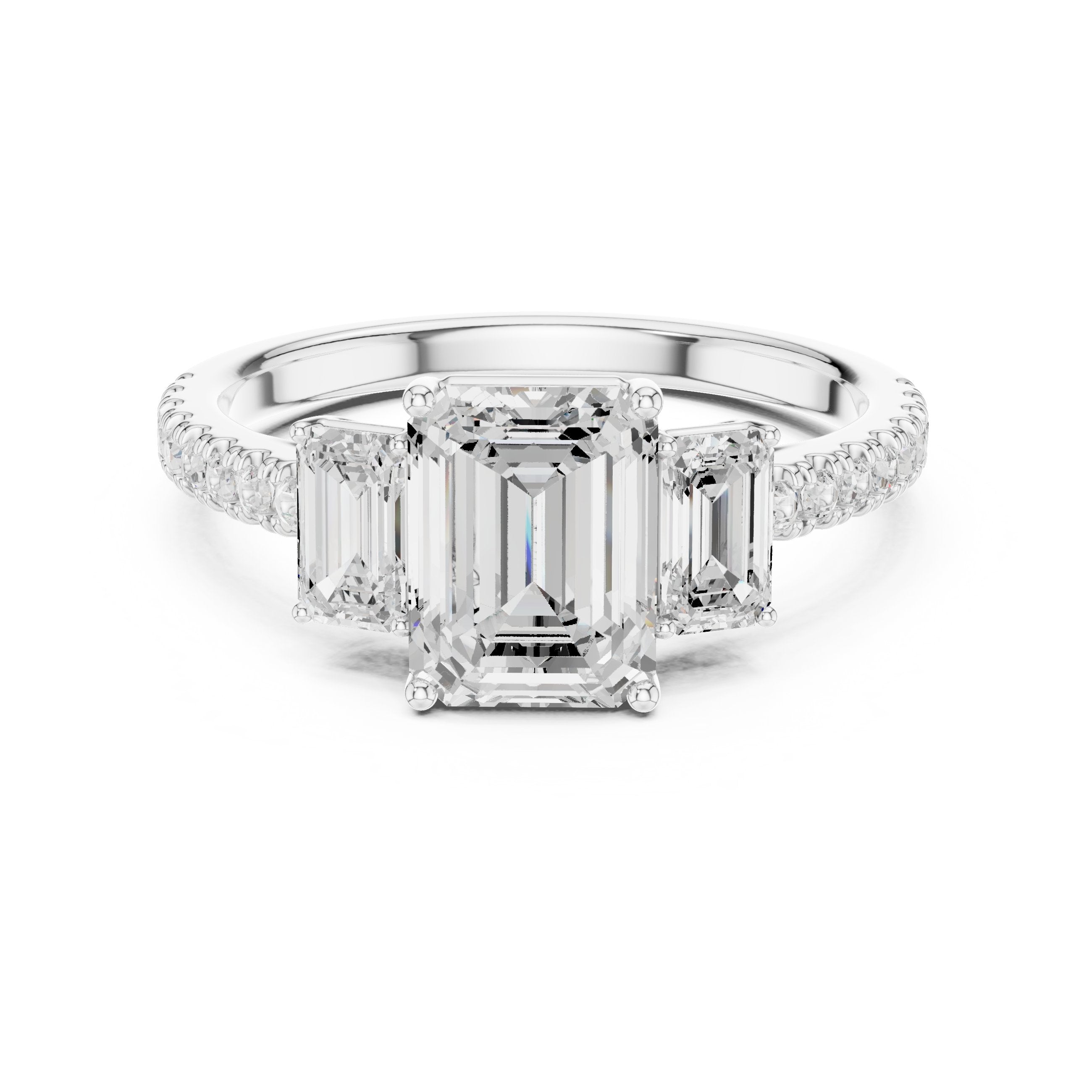 Classic Geometric Diamond Engagement Ring in White Gold - VYKA Diamonds