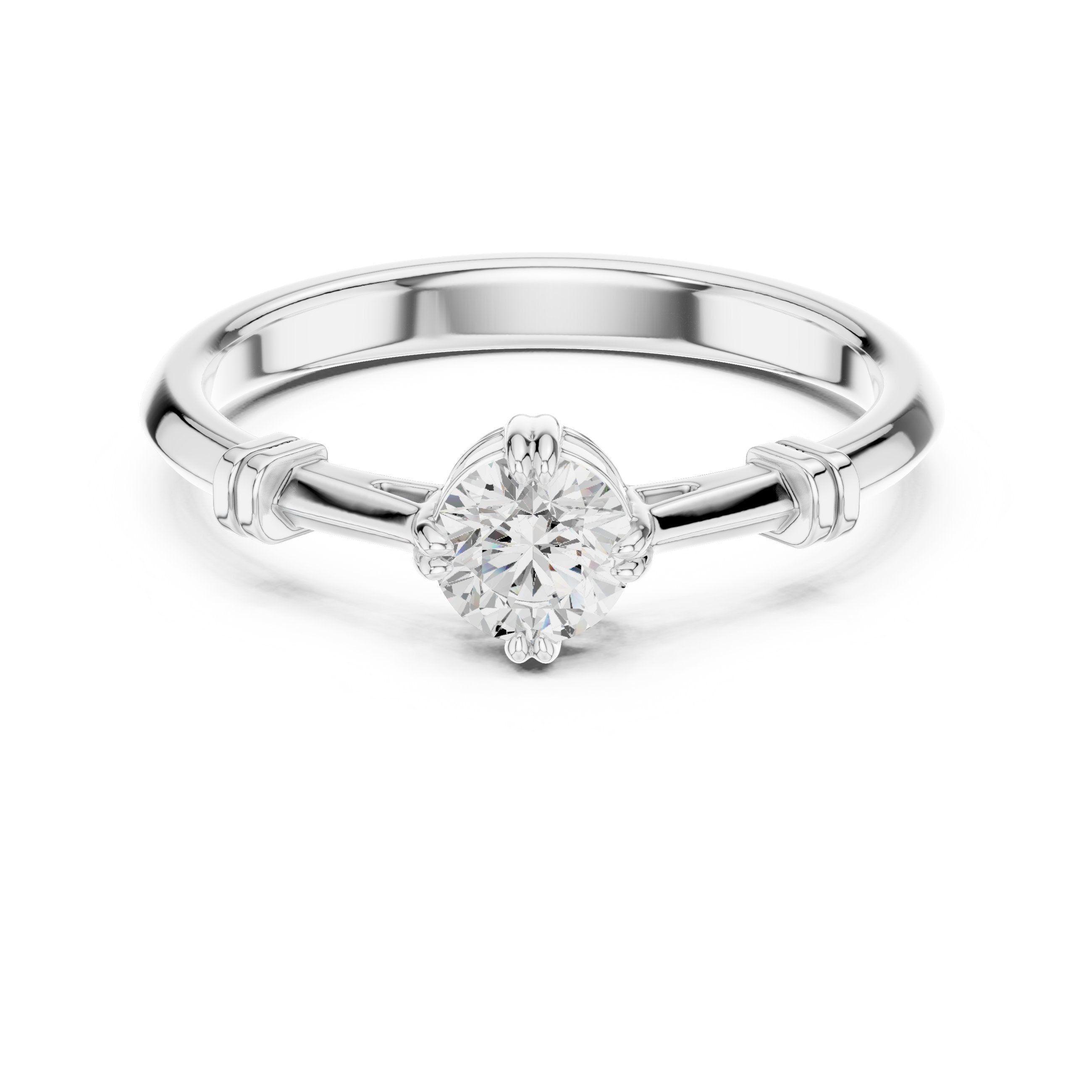 Sovereign Floral Diamond Engagement Ring in White Gold - VYKA Diamonds