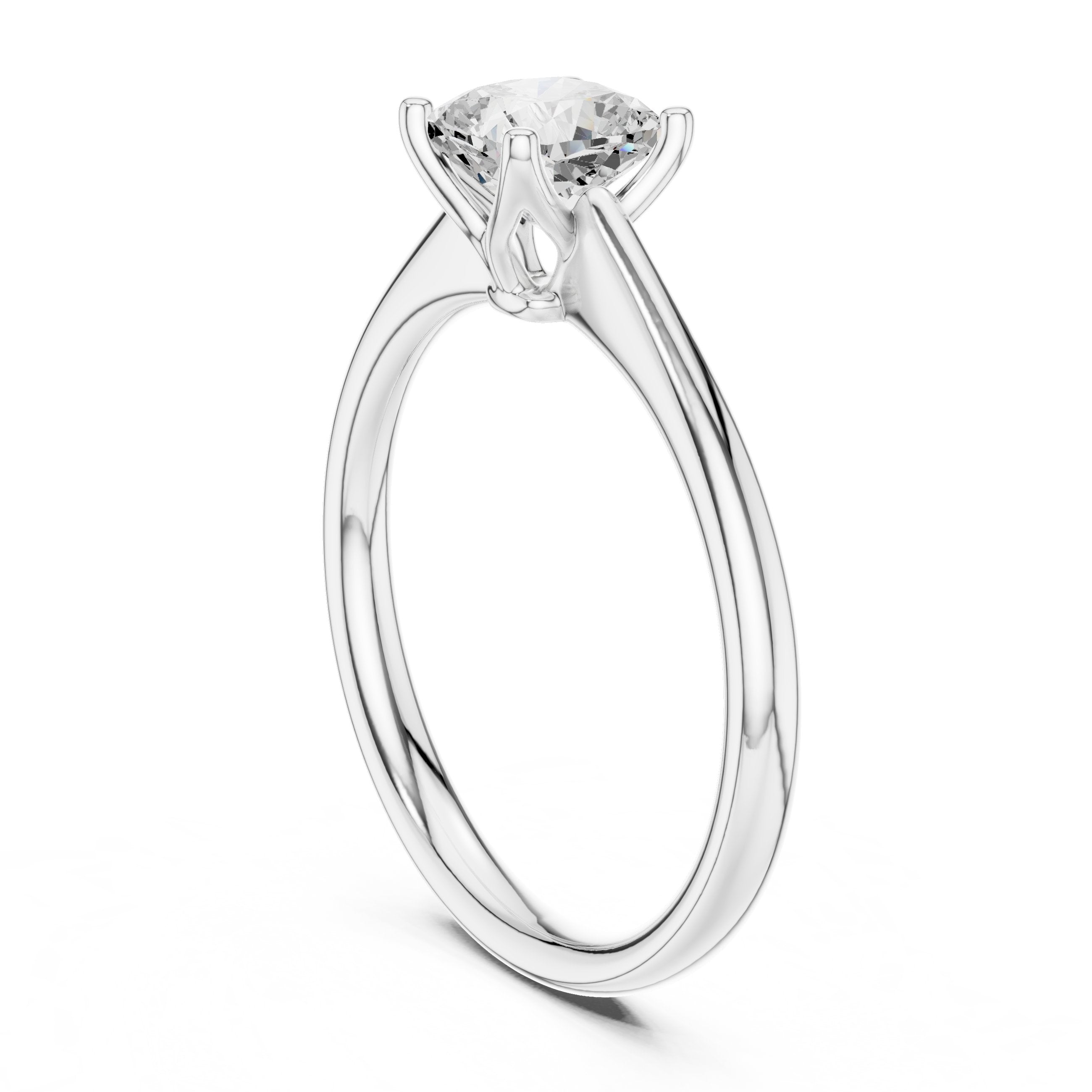 Cushion Cut Knife Edge Solitaire Engagement Ring in White Gold - VYKA Diamonds