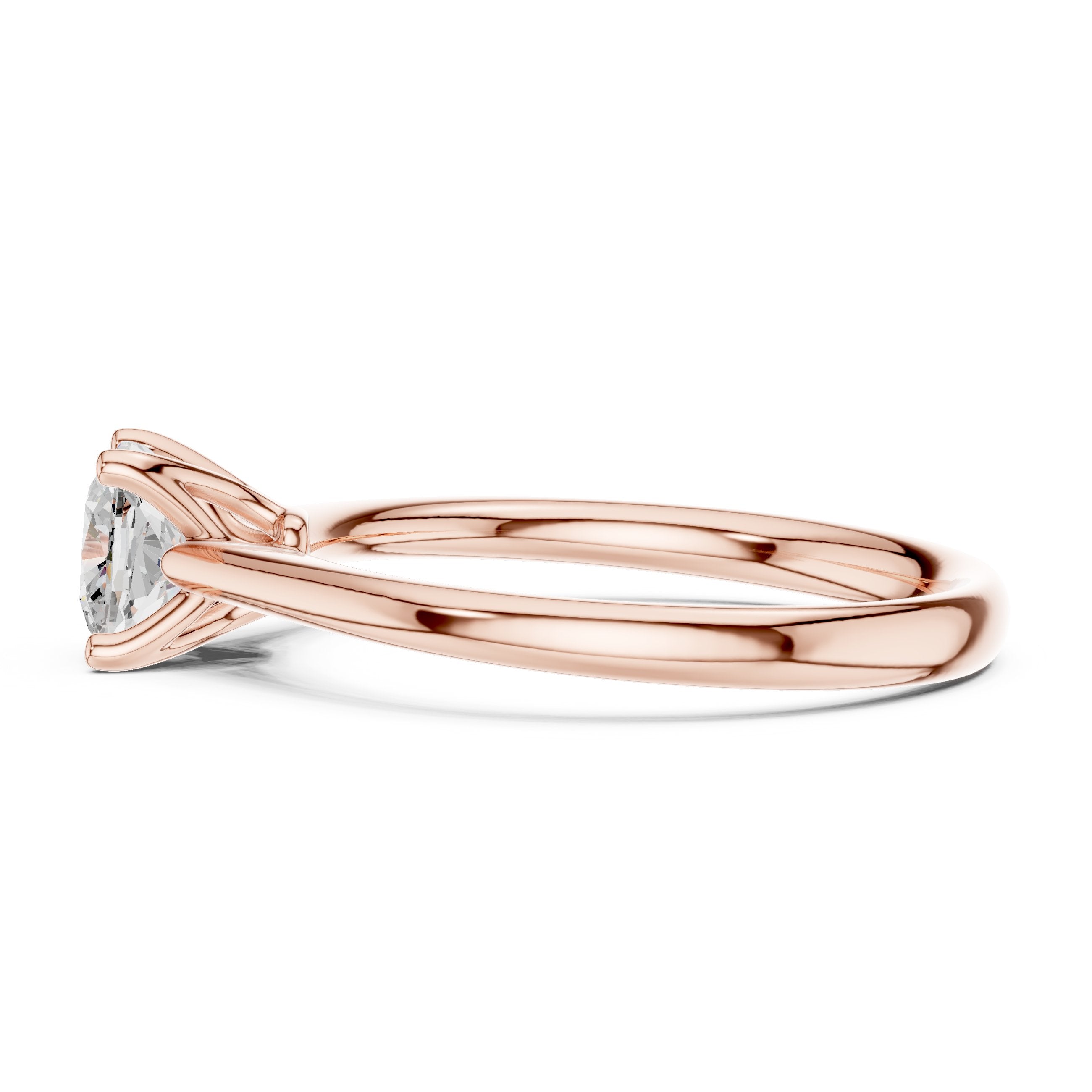 Cushion Cut Knife Edge Solitaire Engagement Ring in Rose Gold - VYKA Diamonds