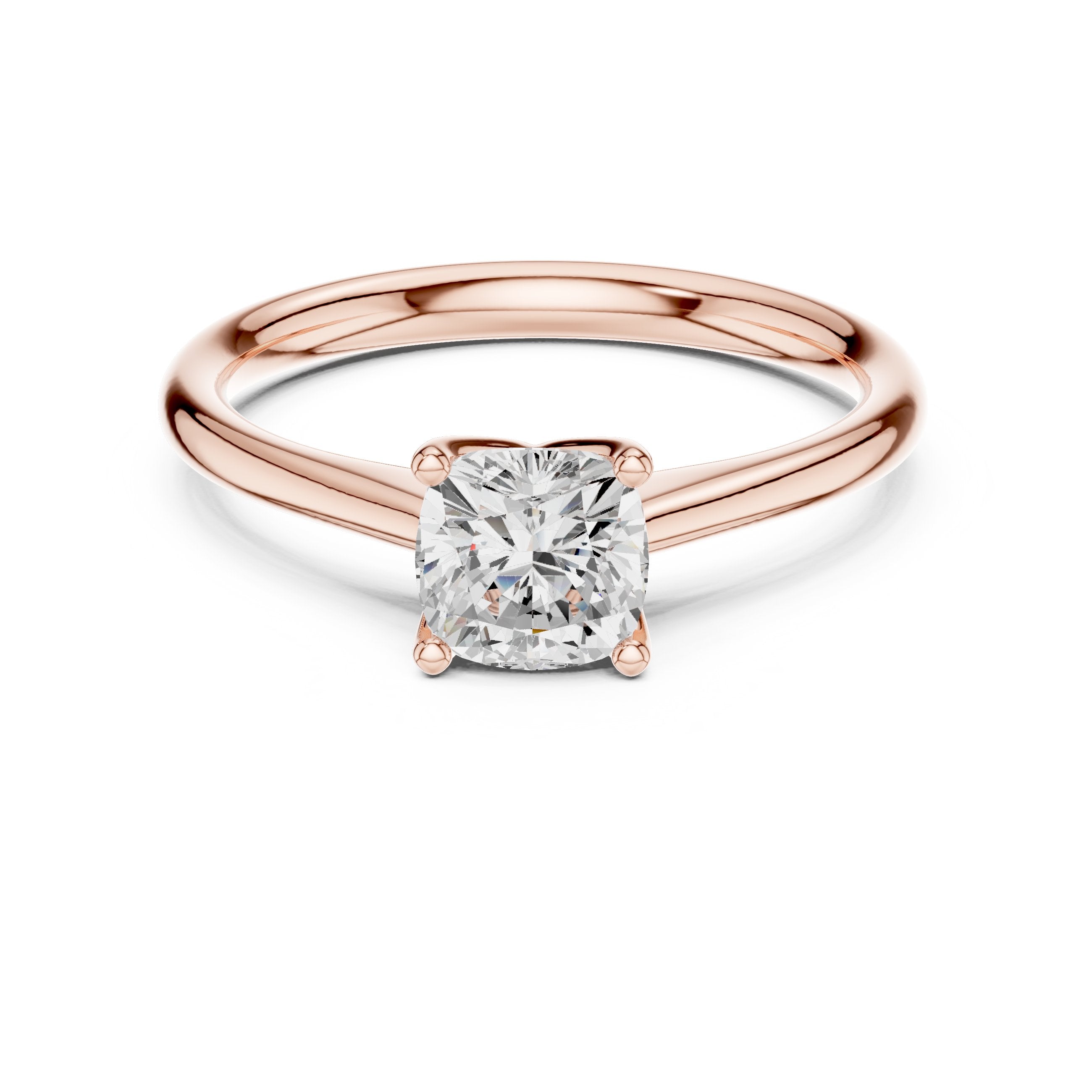 Cushion Cut Knife Edge Solitaire Engagement Ring in Rose Gold - VYKA Diamonds