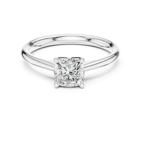 Cushion Cut Knife Edge Solitaire Engagement Ring