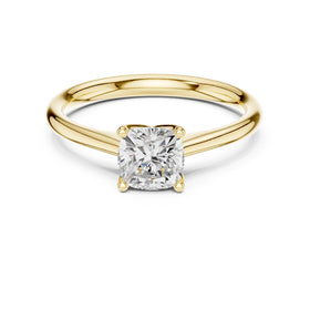 Cushion Cut Knife Edge Solitaire Engagement Ring