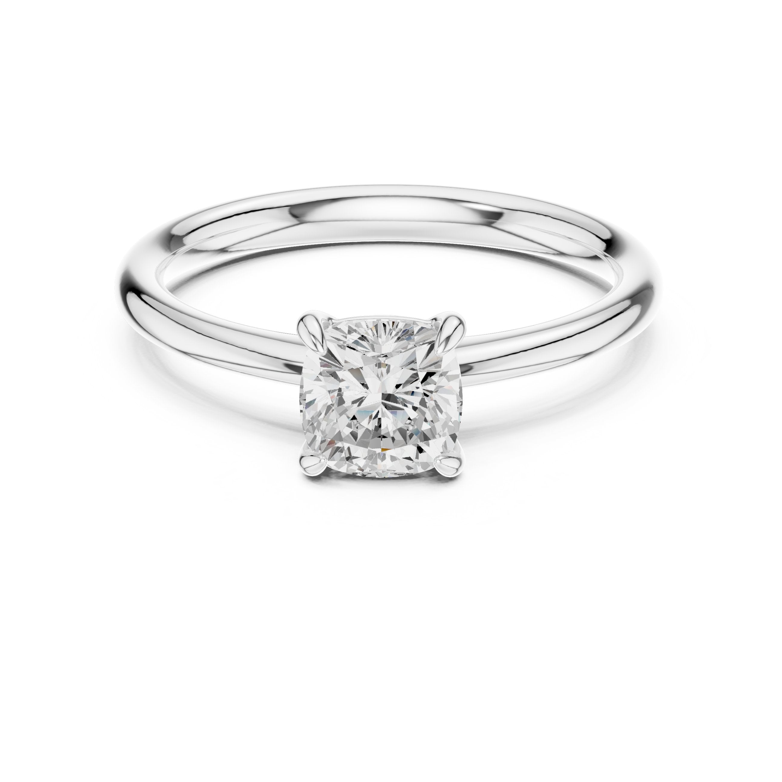 Cushion Cut Diamond Solitaire Engagement Ring in White Gold - VYKA Diamonds