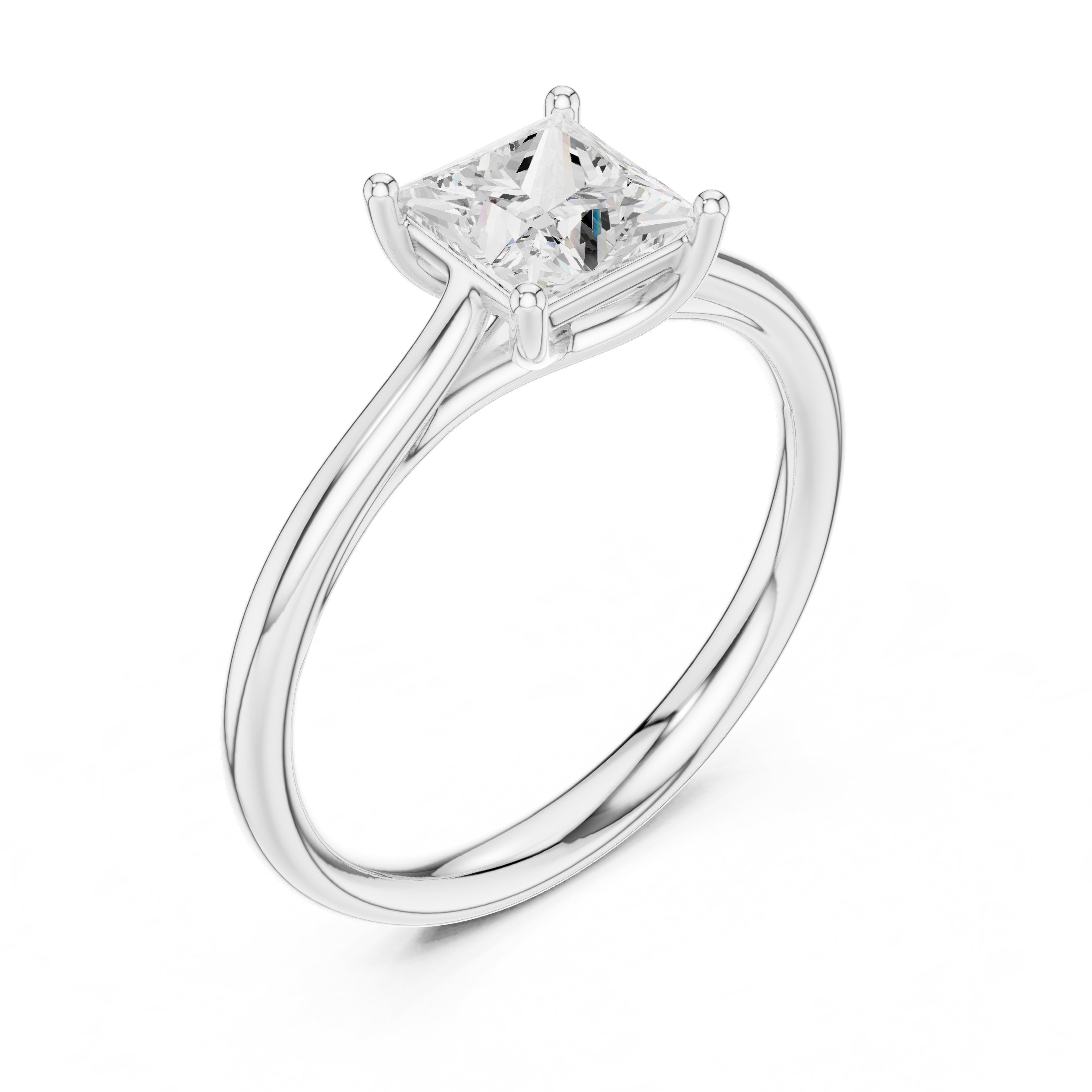 Princess Cut Solitaire Engagement Ring in White Gold - VYKA Diamonds