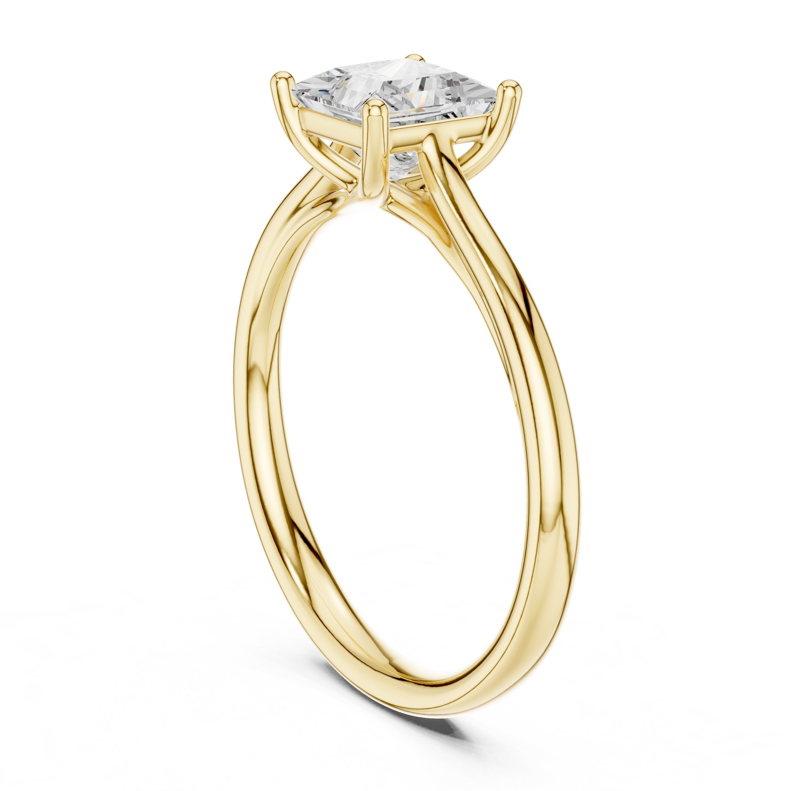 Princess Cut Solitaire Engagement Ring in Yellow Gold - VYKA Diamonds