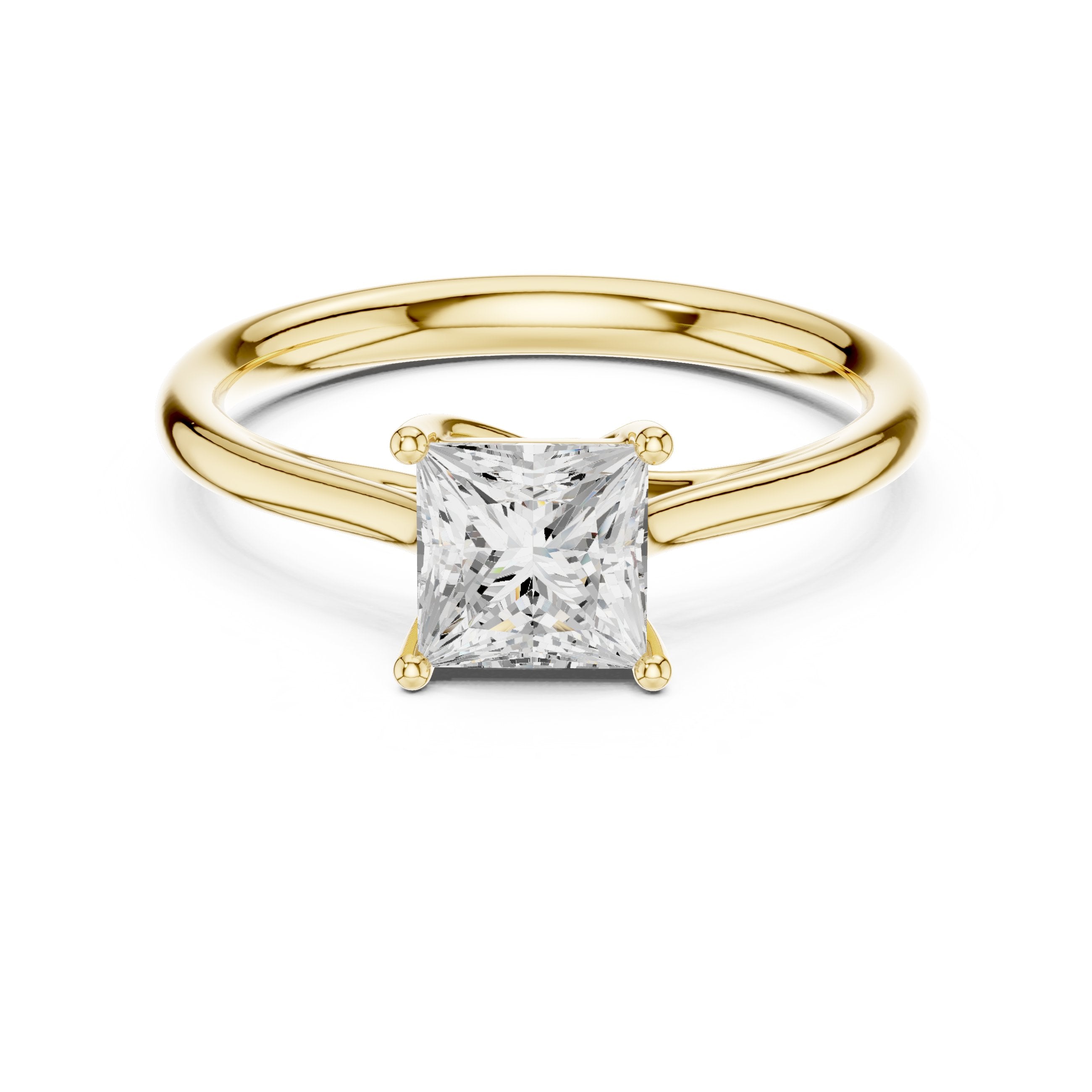 Princess Cut Solitaire Engagement Ring in Yellow Gold - VYKA Diamonds
