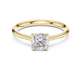 Cushion Cut Tapered Solitaire Engagement Ring