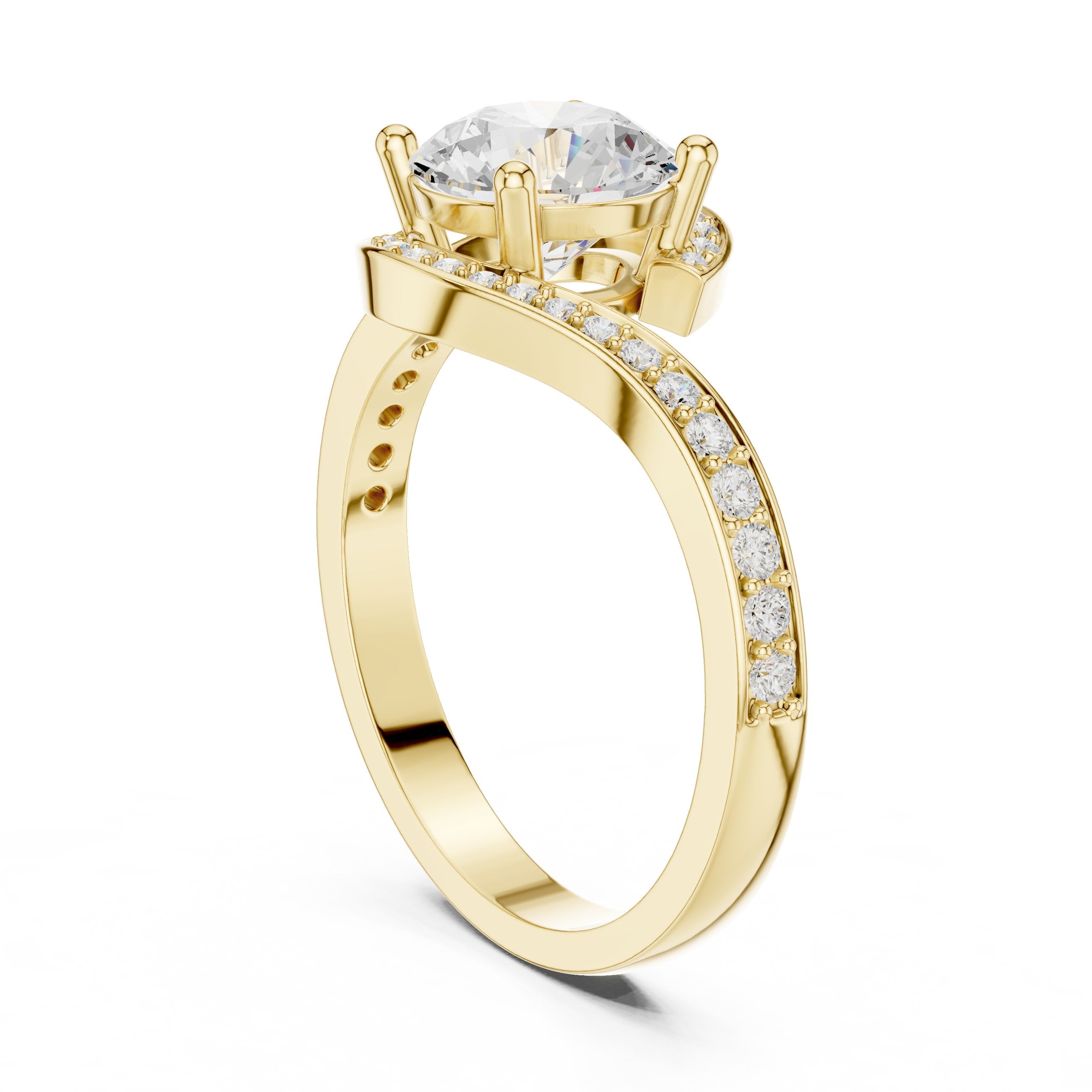 Amber Tapered Diamond Engagement Ring in Yellow Gold - VYKA Diamonds