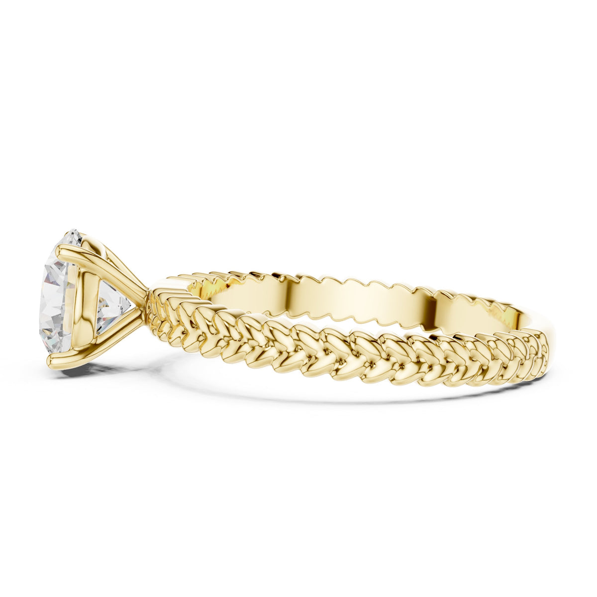 Round Diamond Solitaire Engagement Ring with Woven Rope Band