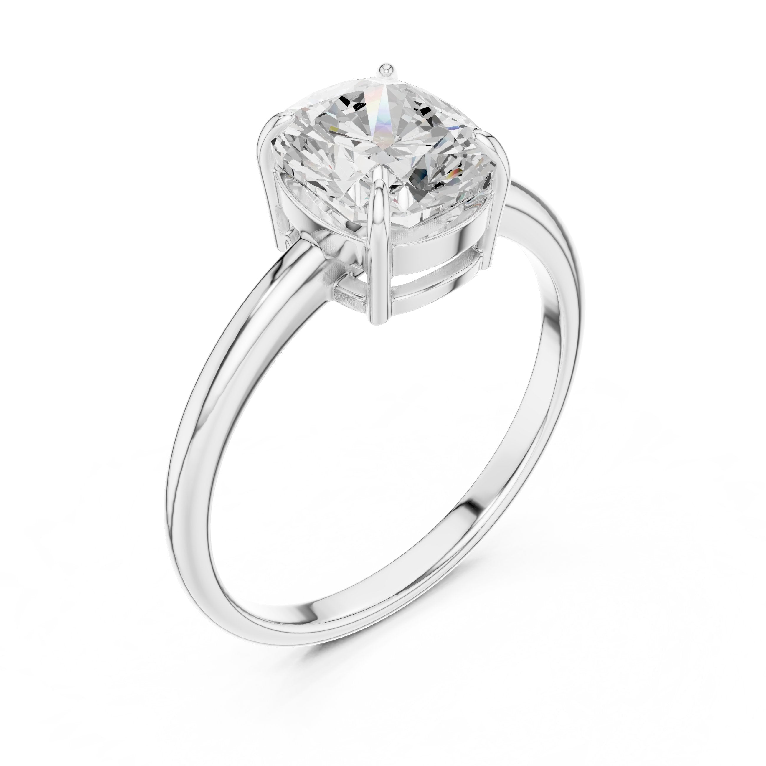 Classic Cushion Cut Solitaire Engagement Ring in White Gold - VYKA Diamonds