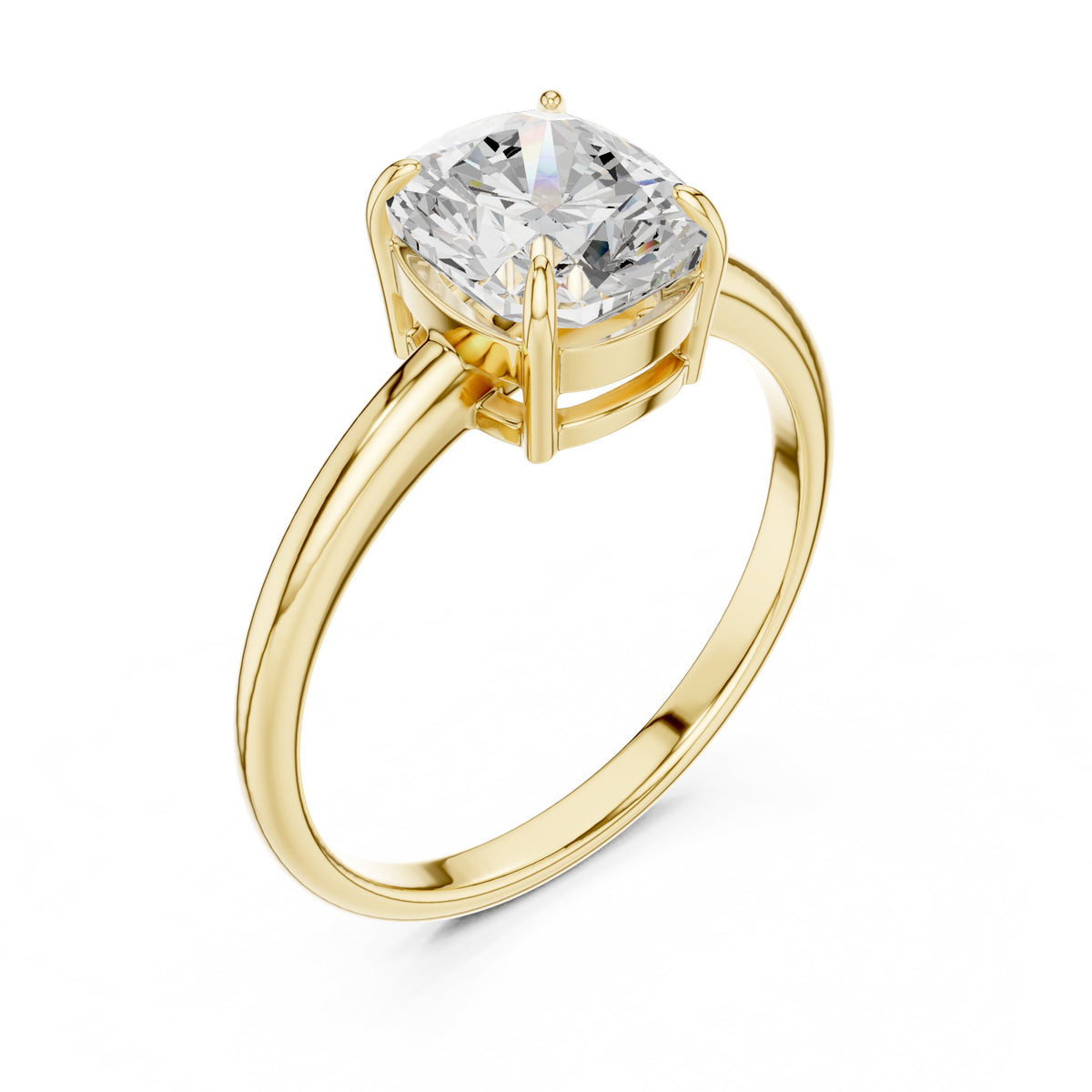 خاتم خطوبة سوليتير كلاسيكي بألماسة وسادية القطع