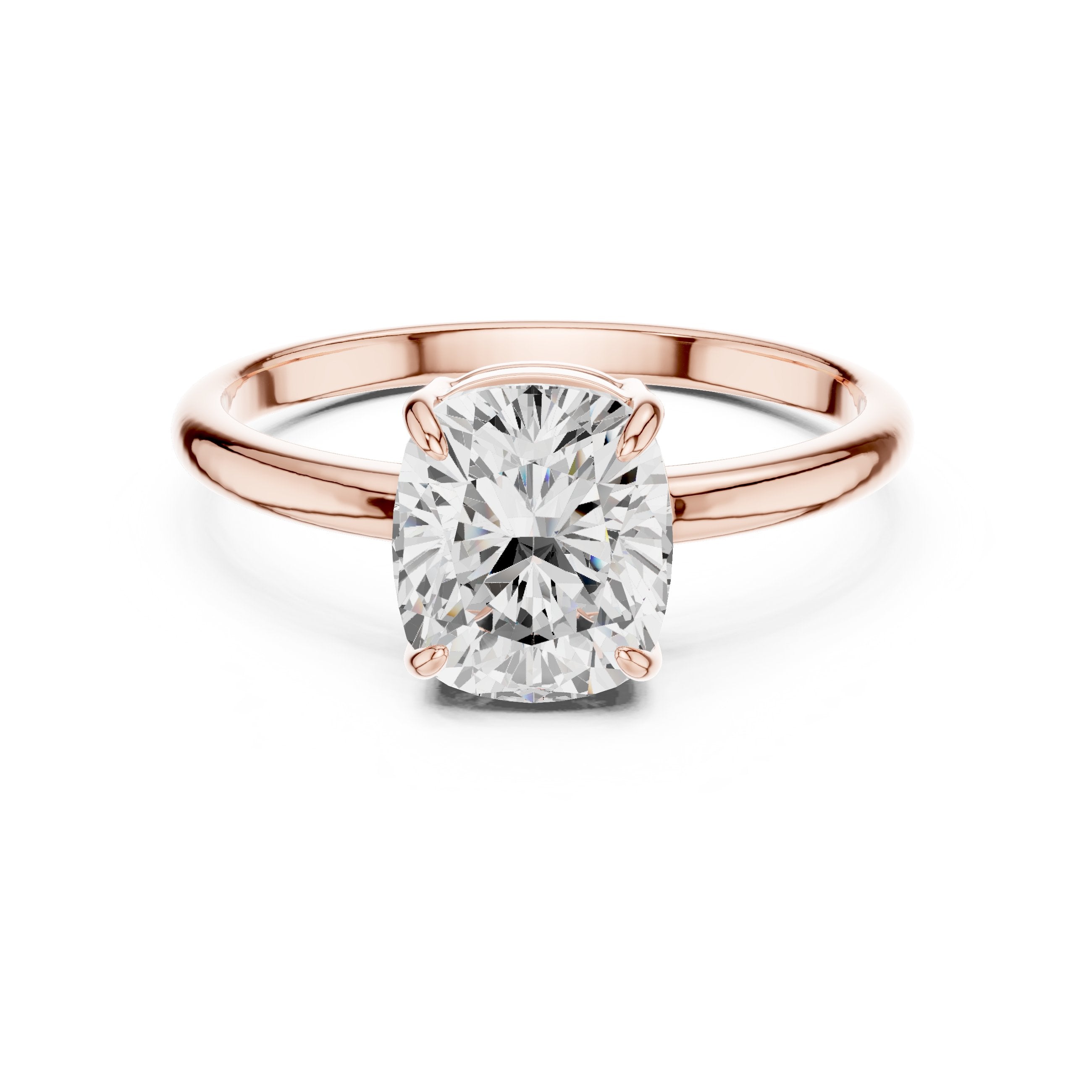 Classic Cushion Cut Solitaire Engagement Ring in Rose Gold - VYKA Diamonds