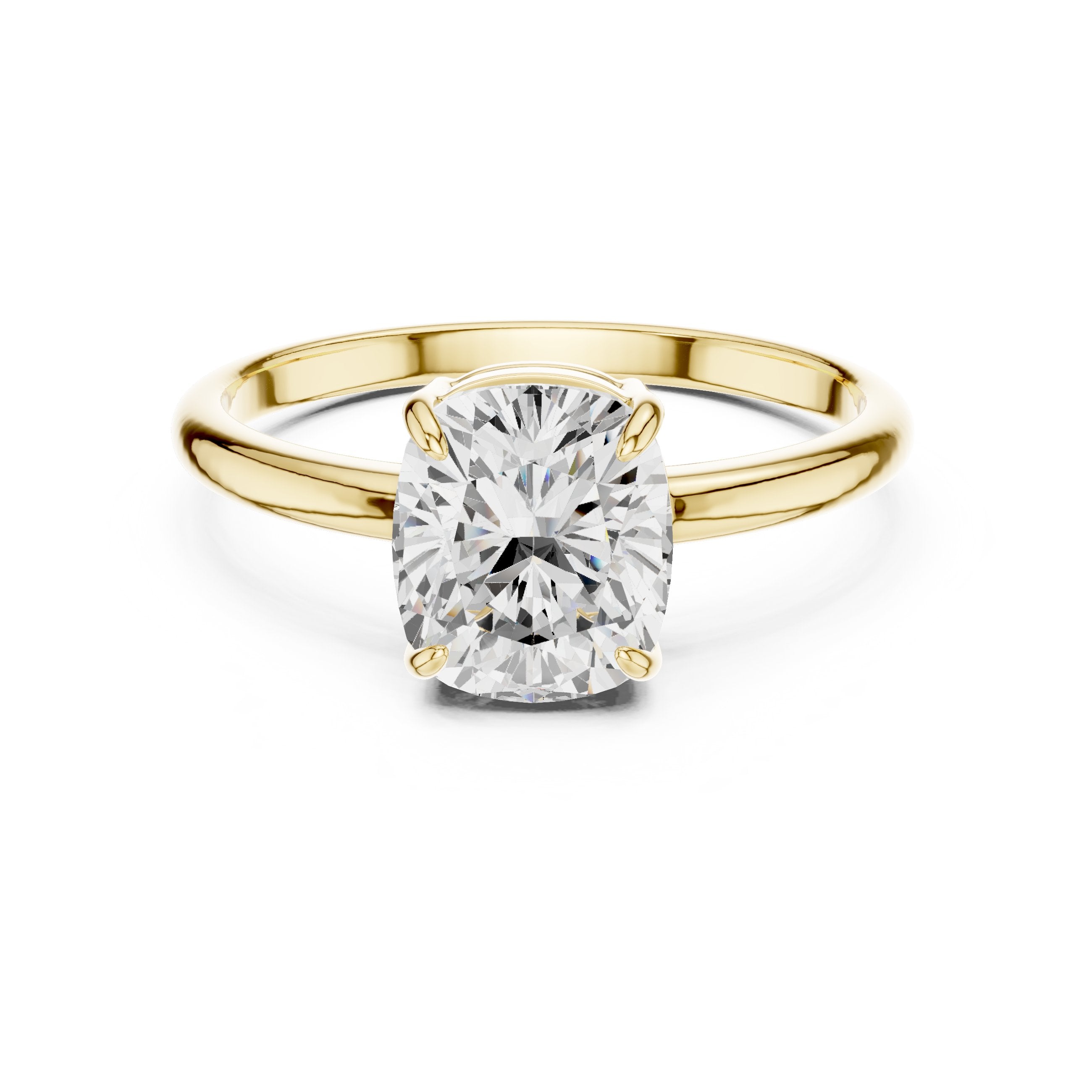Classic Cushion Cut Solitaire Engagement Ring in Yellow Gold - VYKA Diamonds