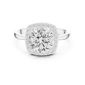 Round Diamond Cushion Halo Engagement Ring