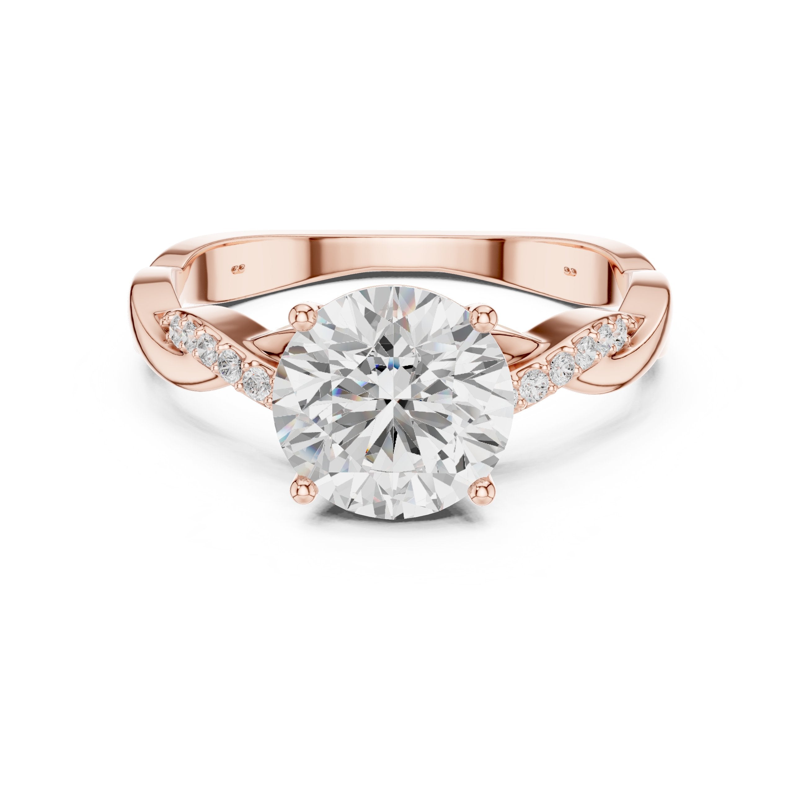 Round Diamond Twisted Vine Engagement Ring in Rose Gold - VYKA Diamonds
