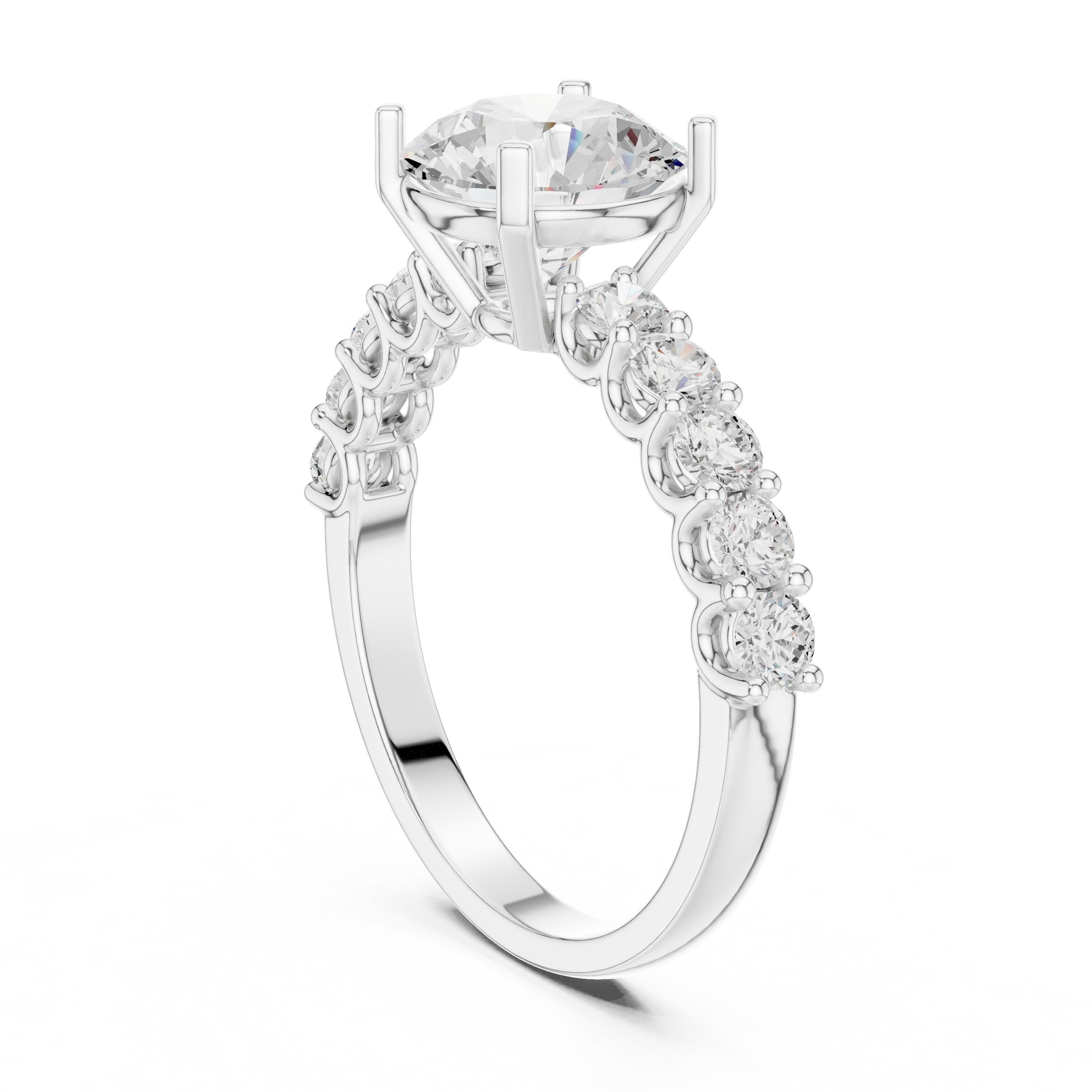Ethereal Side Stone Diamond Engagement Ring in White Gold - VYKA Diamonds