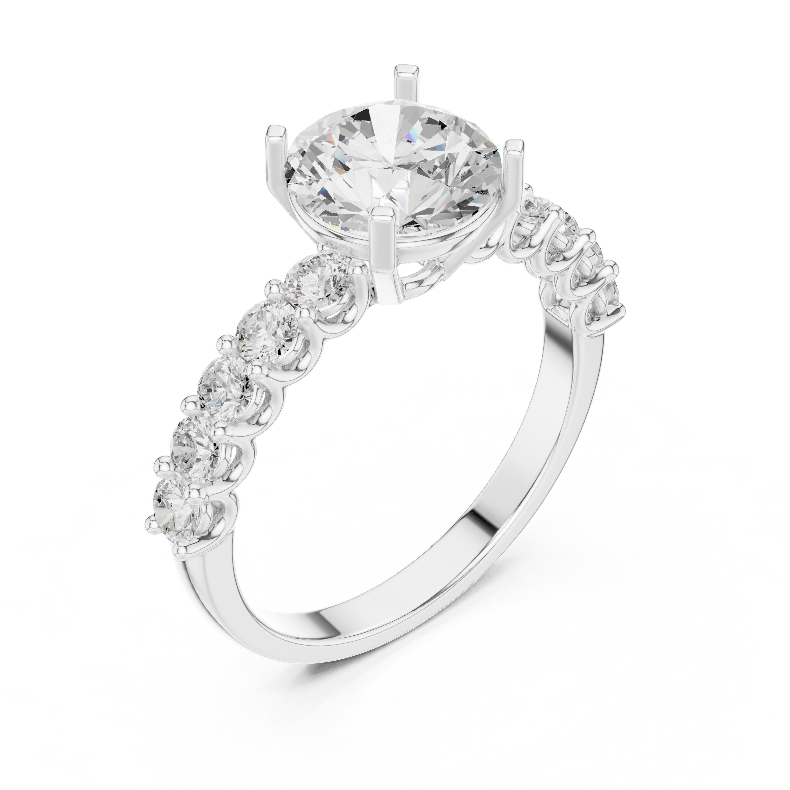 Ethereal Side Stone Diamond Engagement Ring in White Gold - VYKA Diamonds