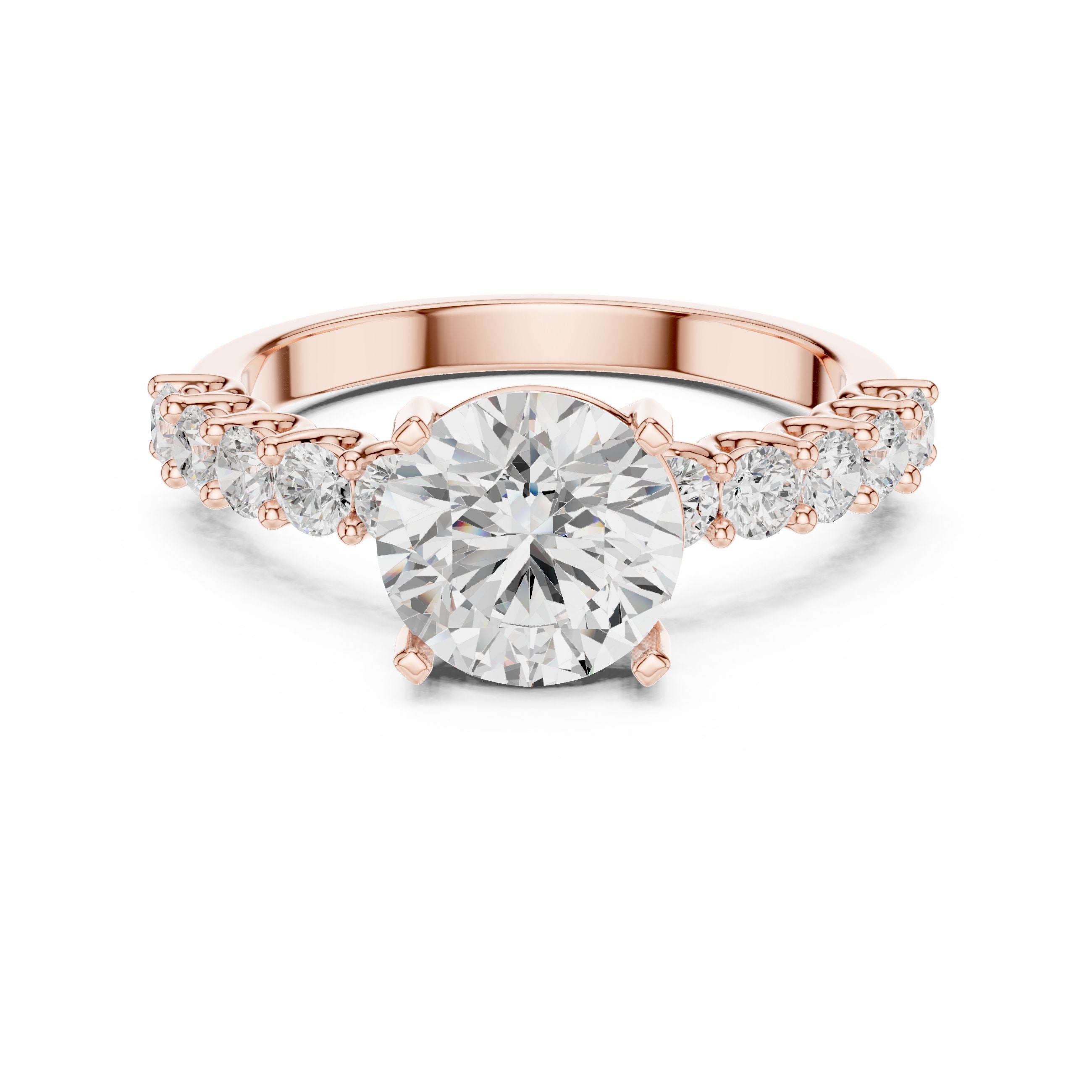 Ethereal Side Stone Diamond Engagement Ring in Rose Gold - VYKA Diamonds