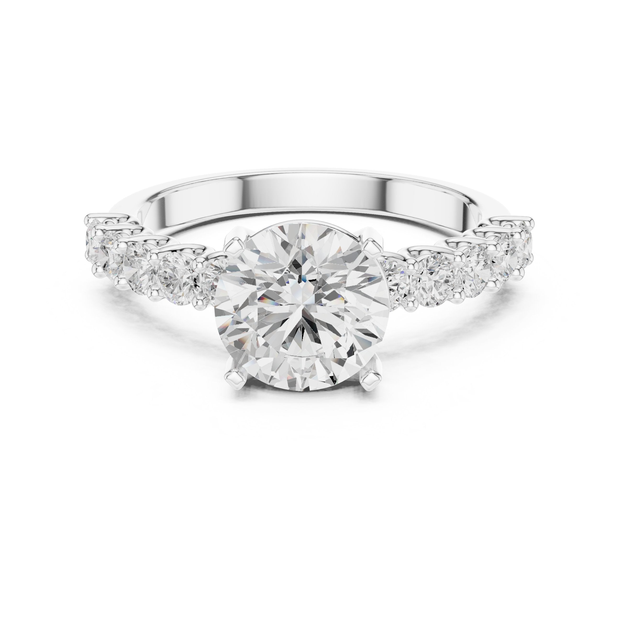 Ethereal Side Stone Diamond Engagement Ring in White Gold - VYKA Diamonds