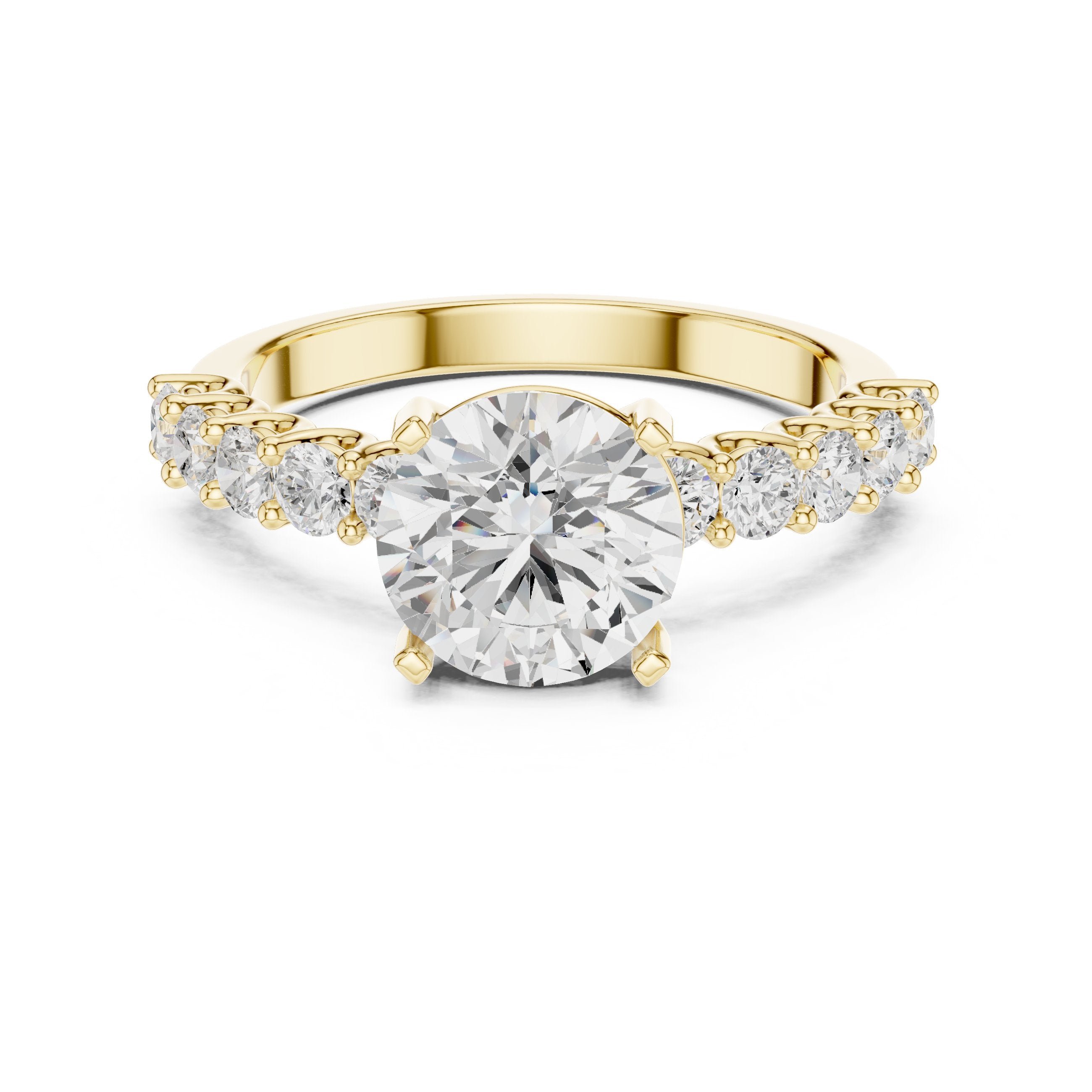Ethereal Side Stone Diamond Engagement Ring in Yellow Gold - VYKA Diamonds