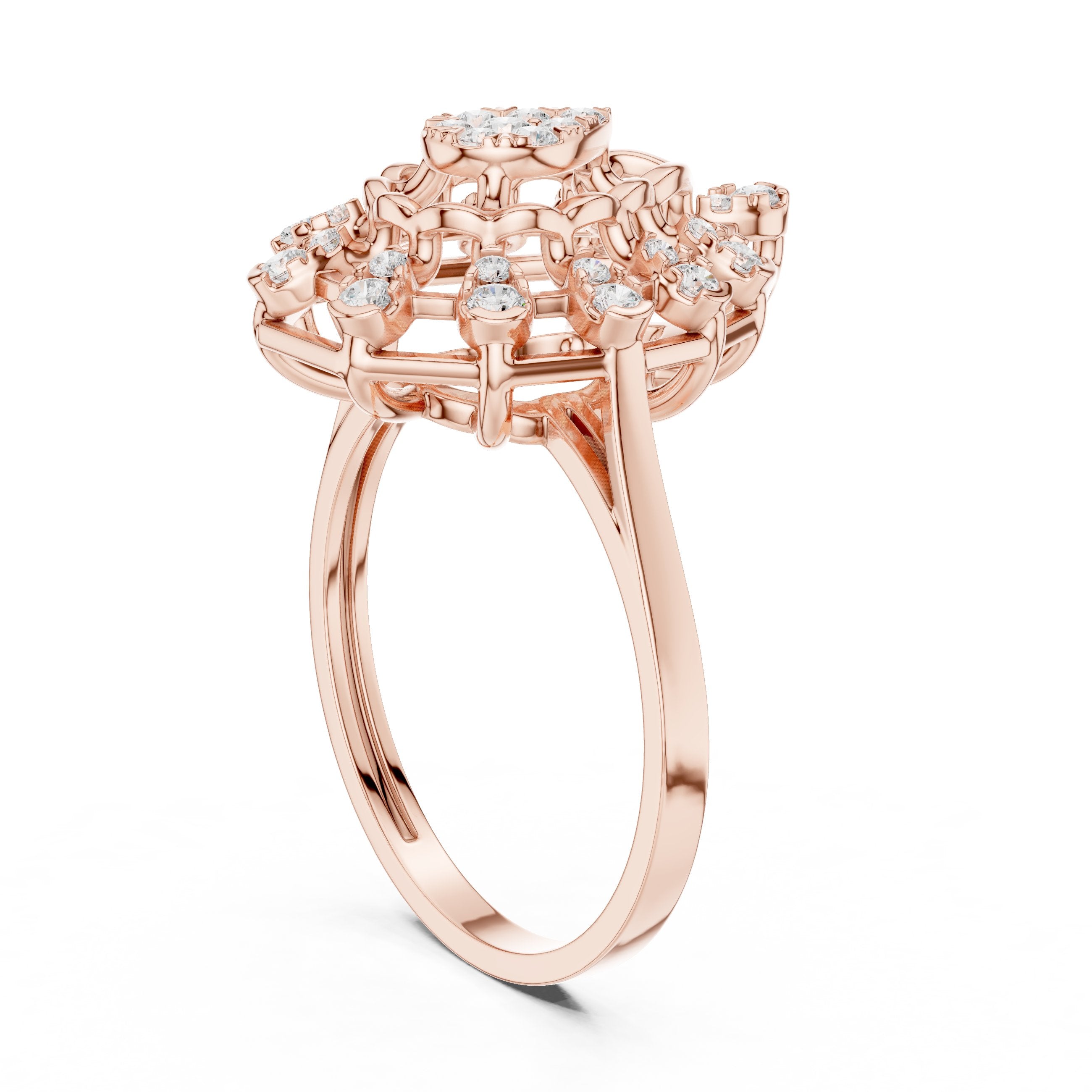 Round Diamond Cluster Engagement Ring in Rose Gold - VYKA Diamonds