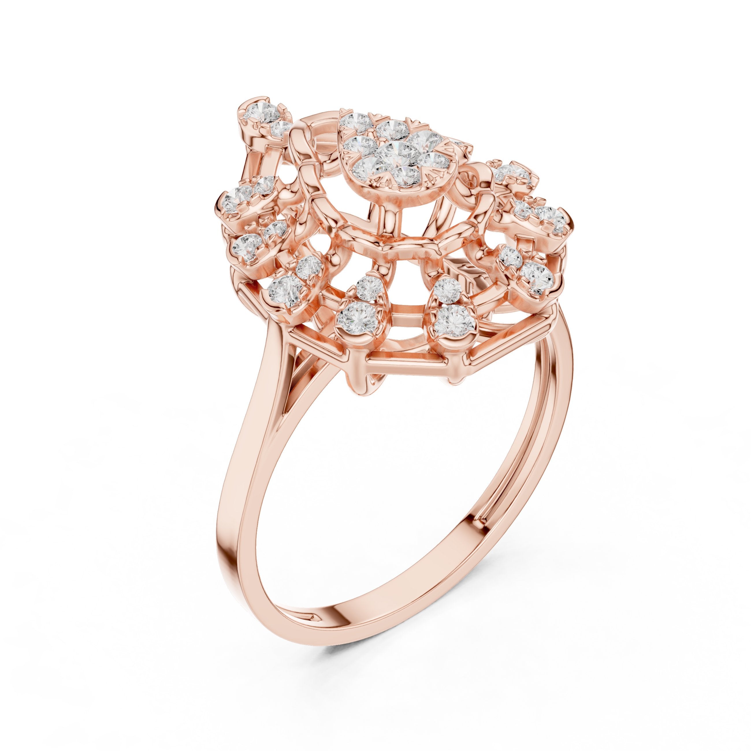 Round Diamond Cluster Engagement Ring in Rose Gold - VYKA Diamonds