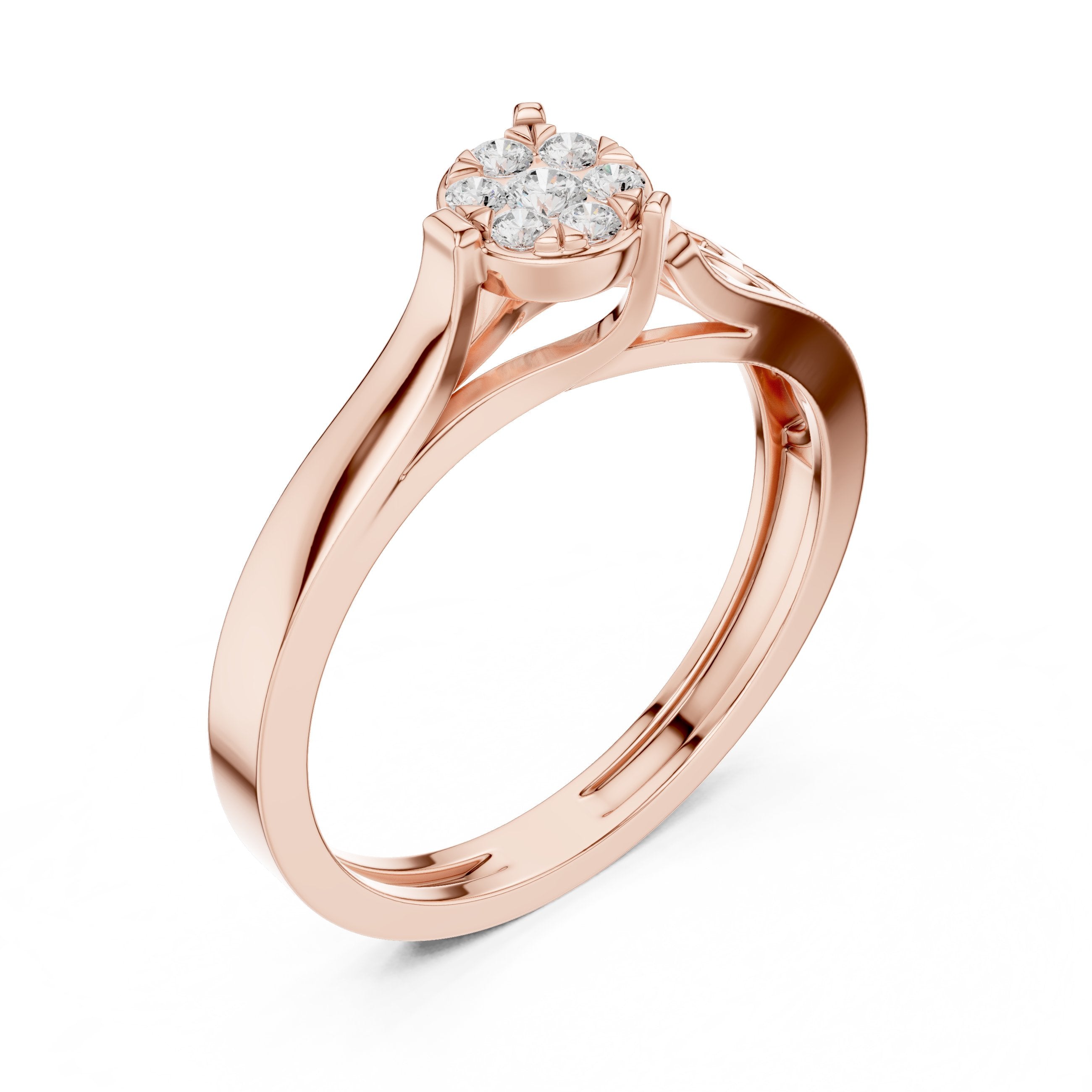 Grand Three Stone Diamond Engagement Ring in Rose Gold - VYKA Diamonds